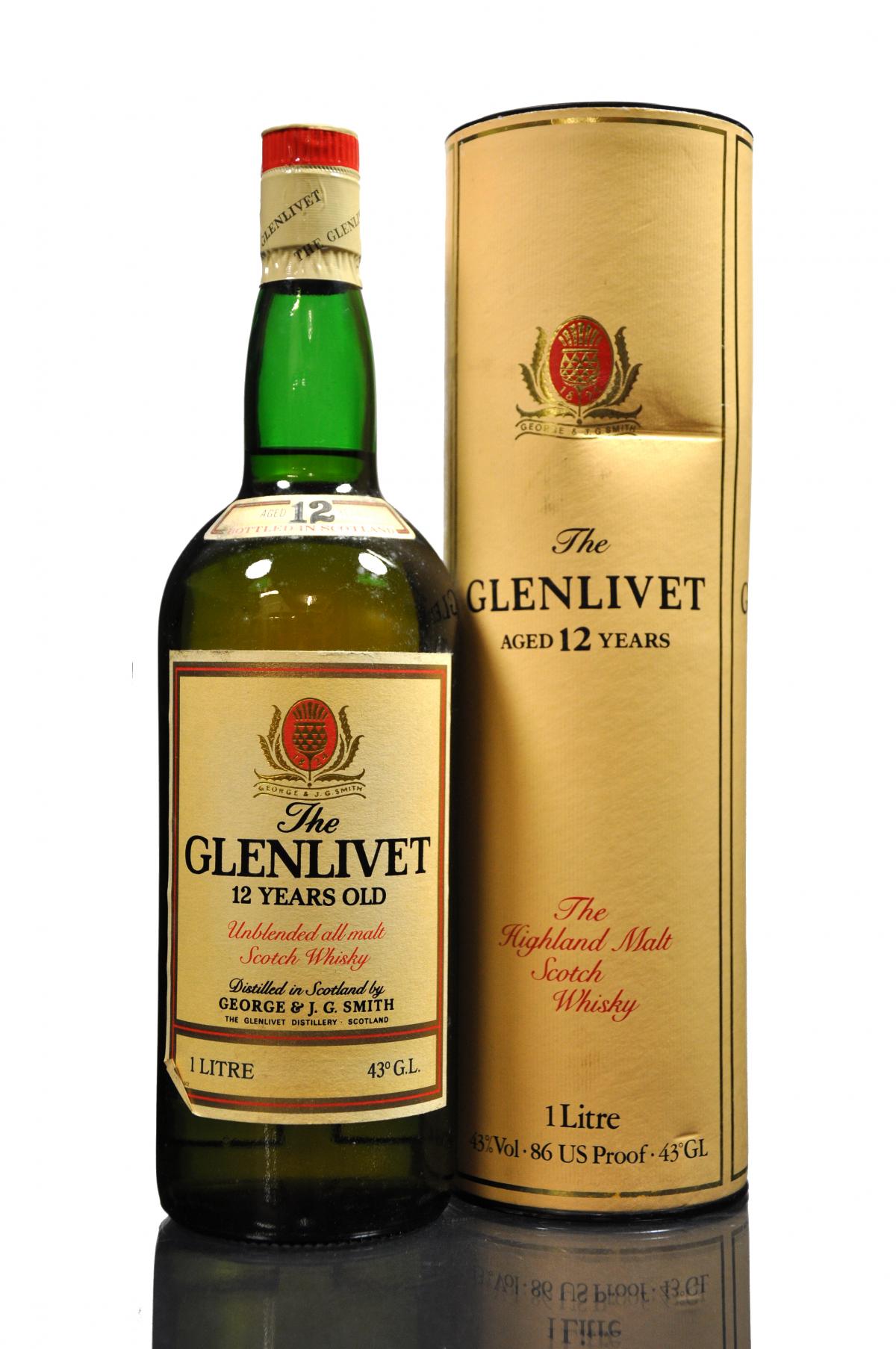 Glenlivet 12 Year Old - Circa 1990 - 1 Litre