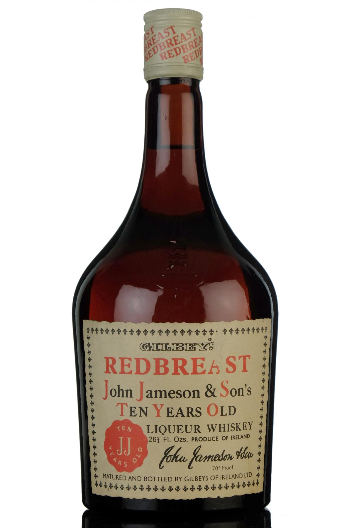 Gilbeys Redbreast 10 Year Old - Irish Whiskey 1960s