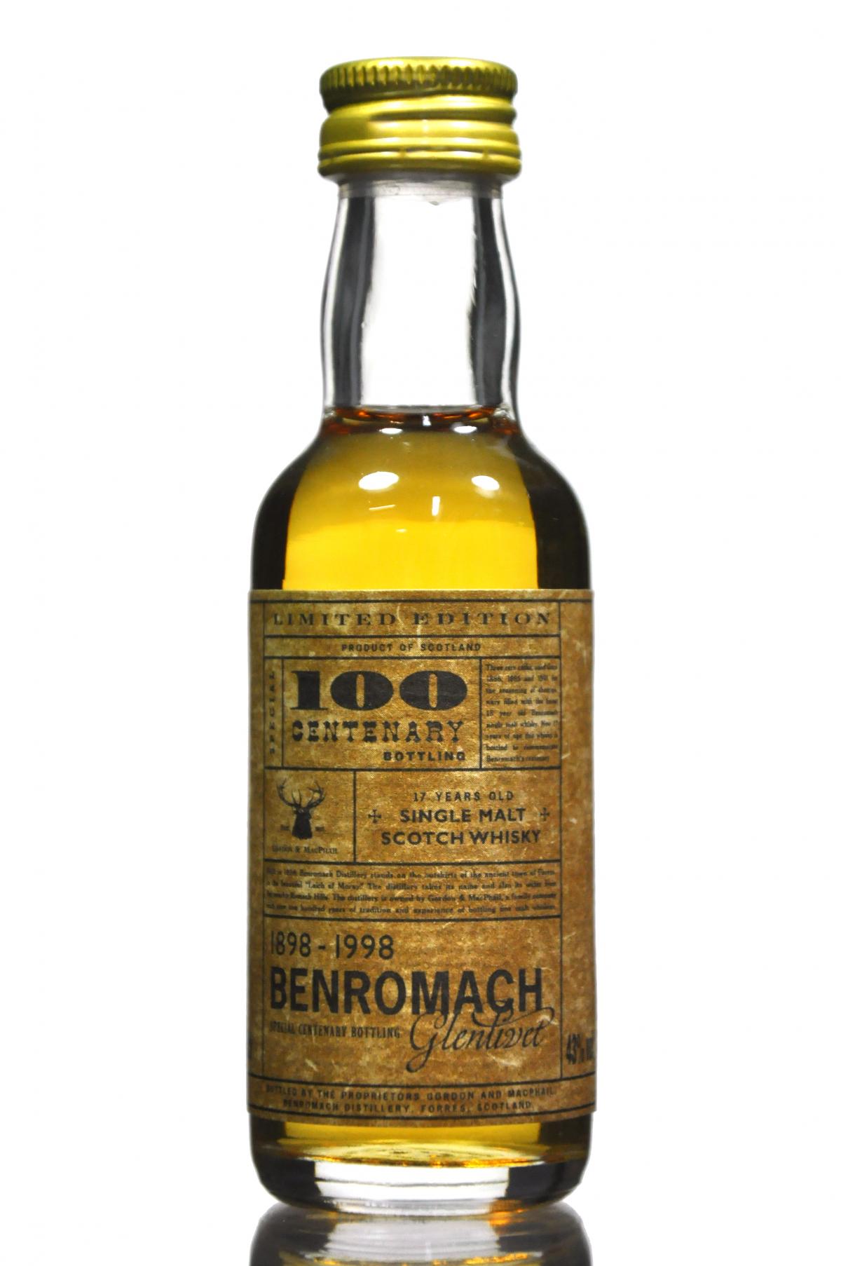 Benromach-Glenlivet Centenary Bottling 1898-1998 Miniature