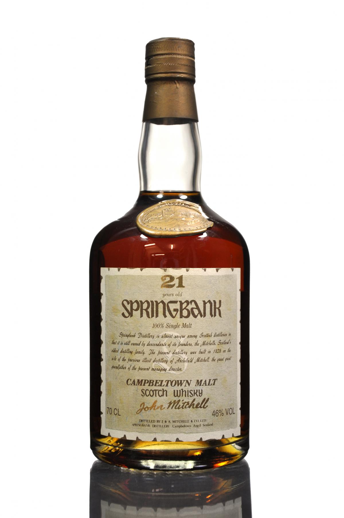 Springbank 21 Year Old - 1990s - John Mitchell Label