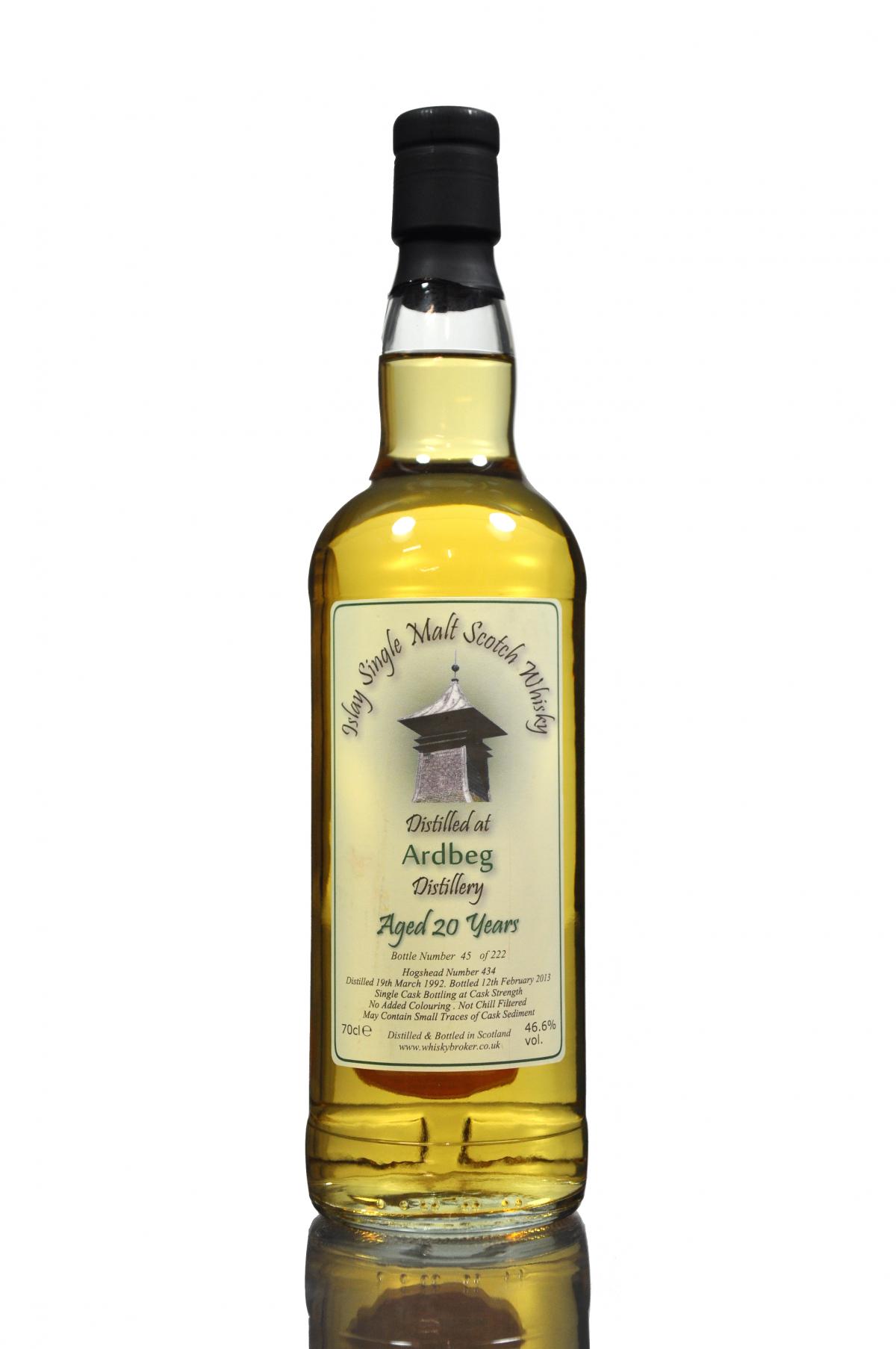 Ardbeg 1992-2013 - 20 Year Old - The Whisky Broker - Cask 434