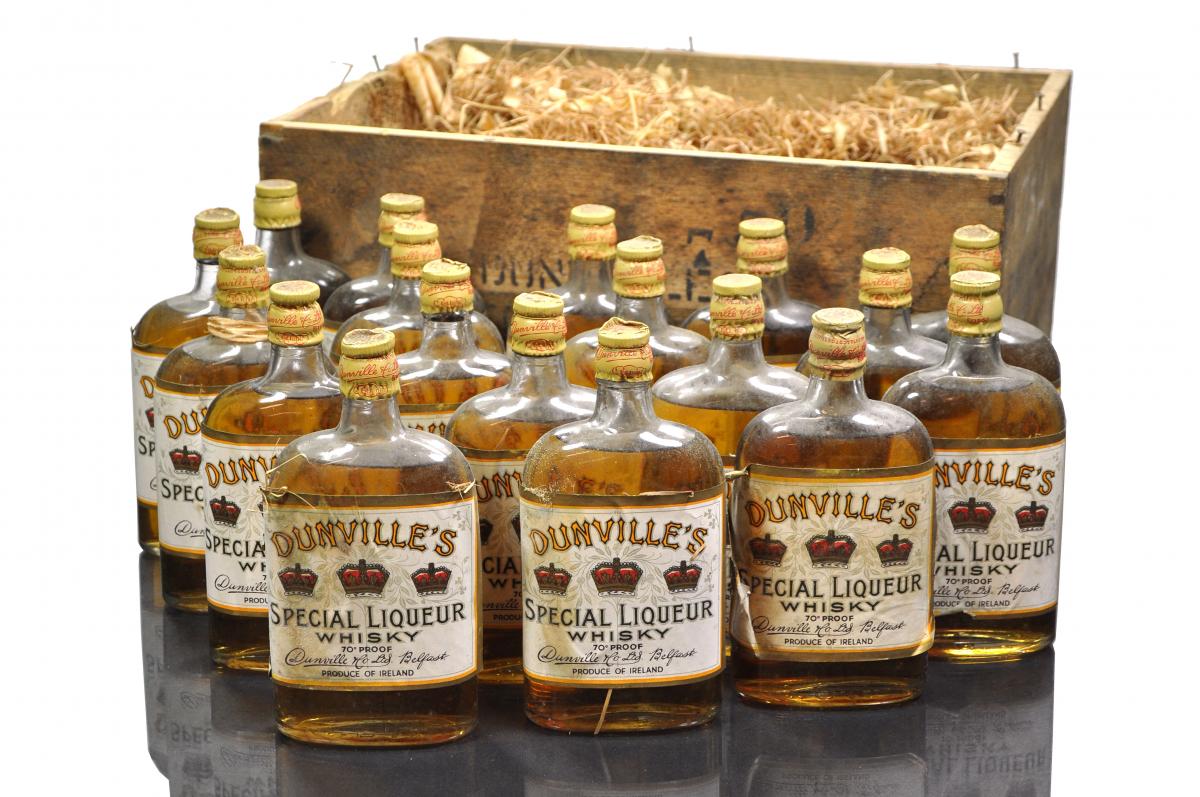 Dunvilles Three Crowns Irish Whiskey - Rotation 1948 - 18 Half Bottles In Original Wooden 