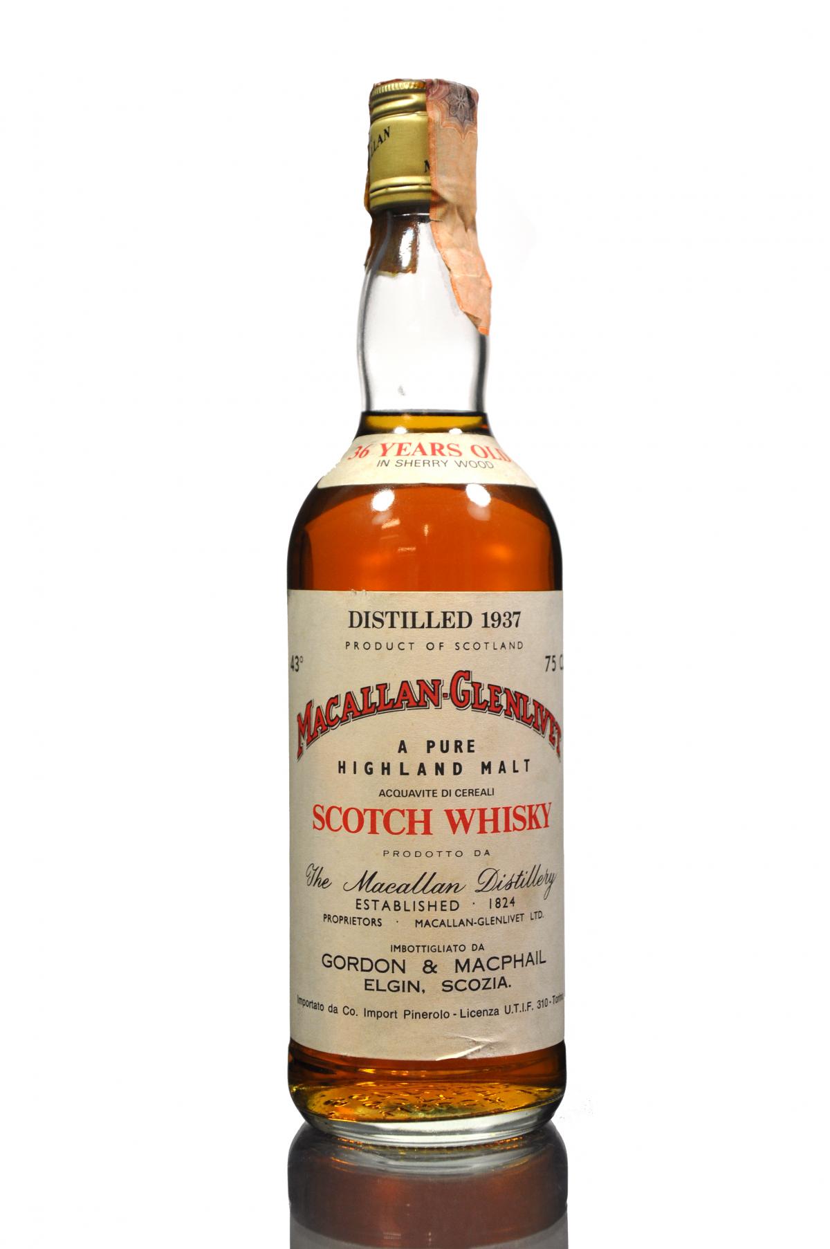 Macallan-Glenlivet 1937 - 36 Year Old - Gordon & MacPhail