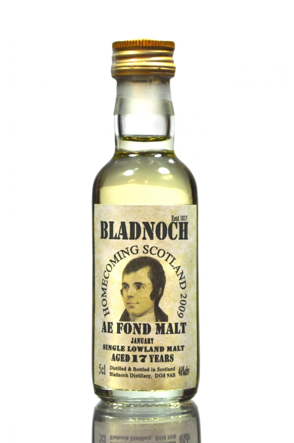 Bladnoch 17 Year Old - Homecoming Scotland 2009 - January - Ae Fond Malt - Miniature