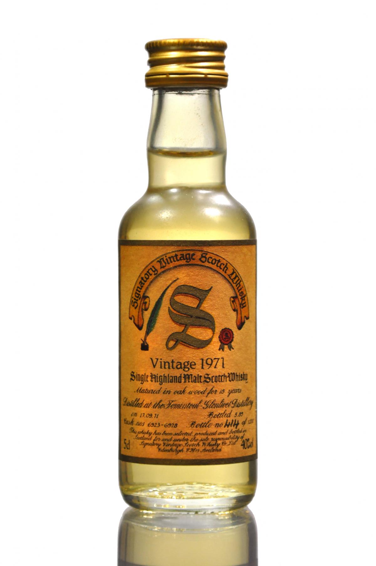 Tomintoul 1971-1989 - 15 Year Old - Signatory Vintage Miniature