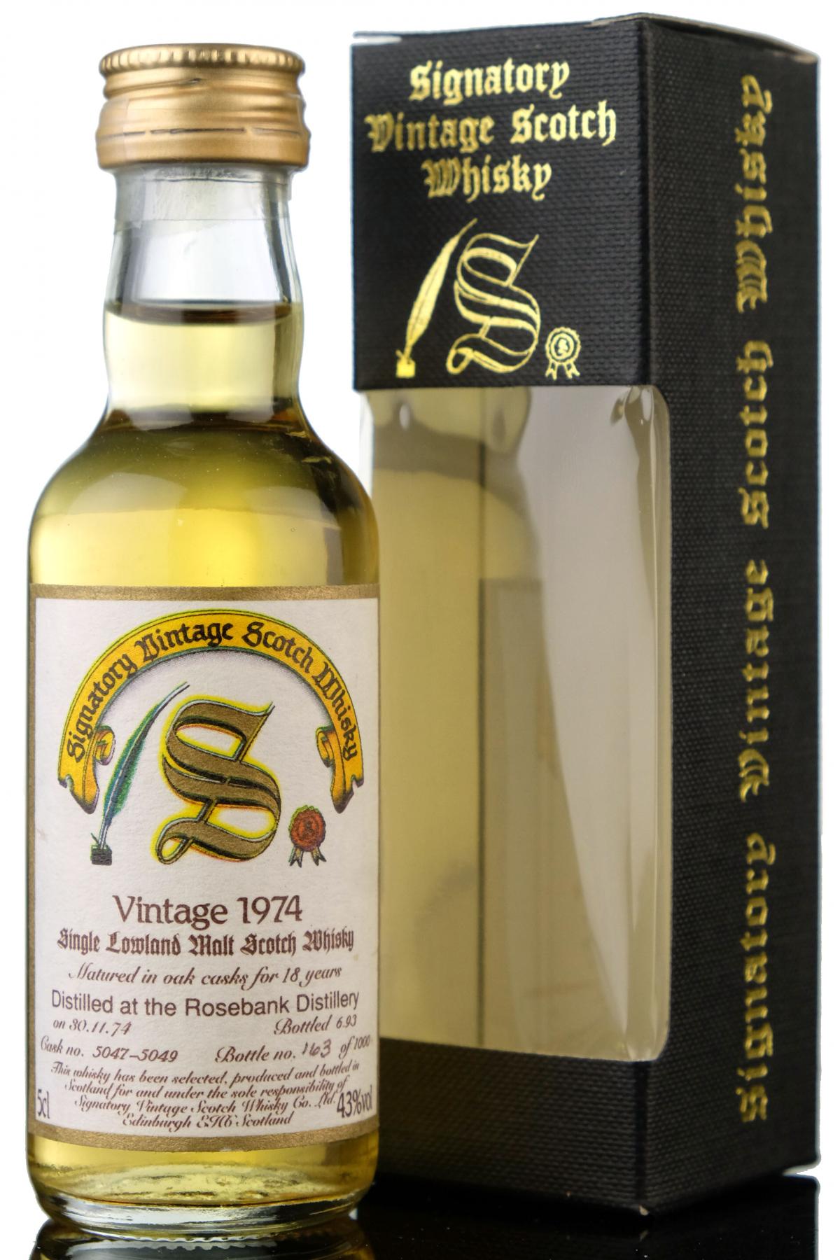 Rosebank 1974-1993 - 18 Year Old - Signatory Vintage Miniature