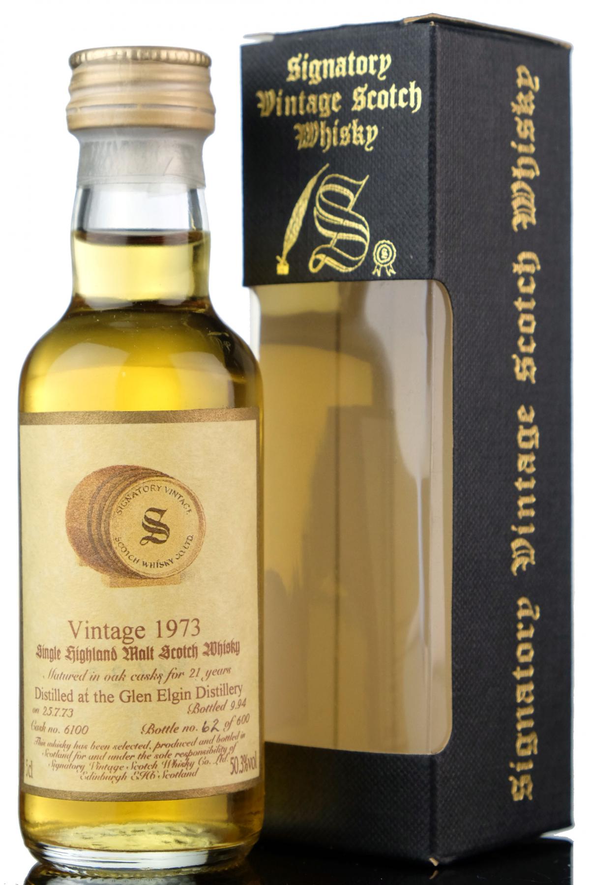 Glen Elgin 1973-1994 - 21 Year Old - Signatory Vintage Miniature