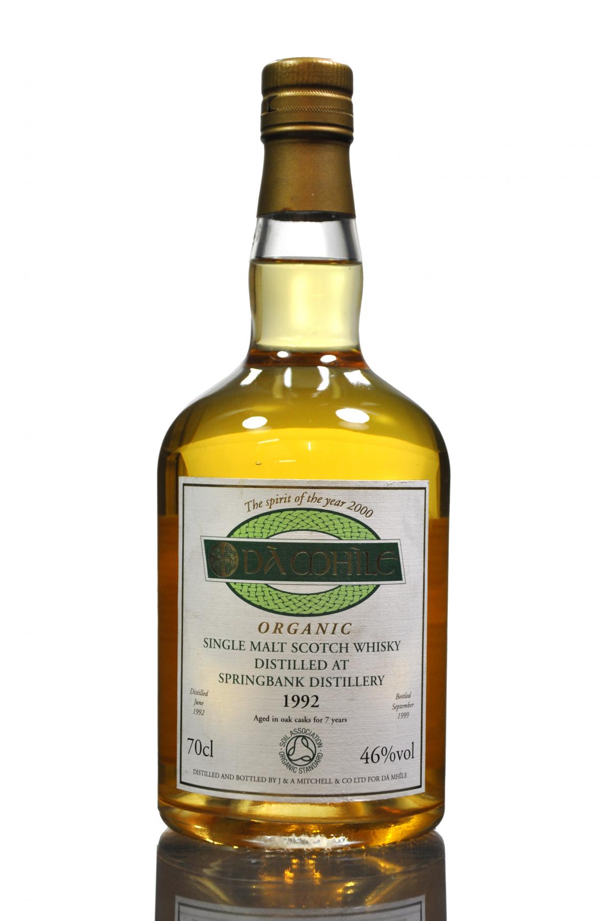 Springbank 1992-1999 - 7 Year Old - Da Mhile Exclusive - First Organic Whisky