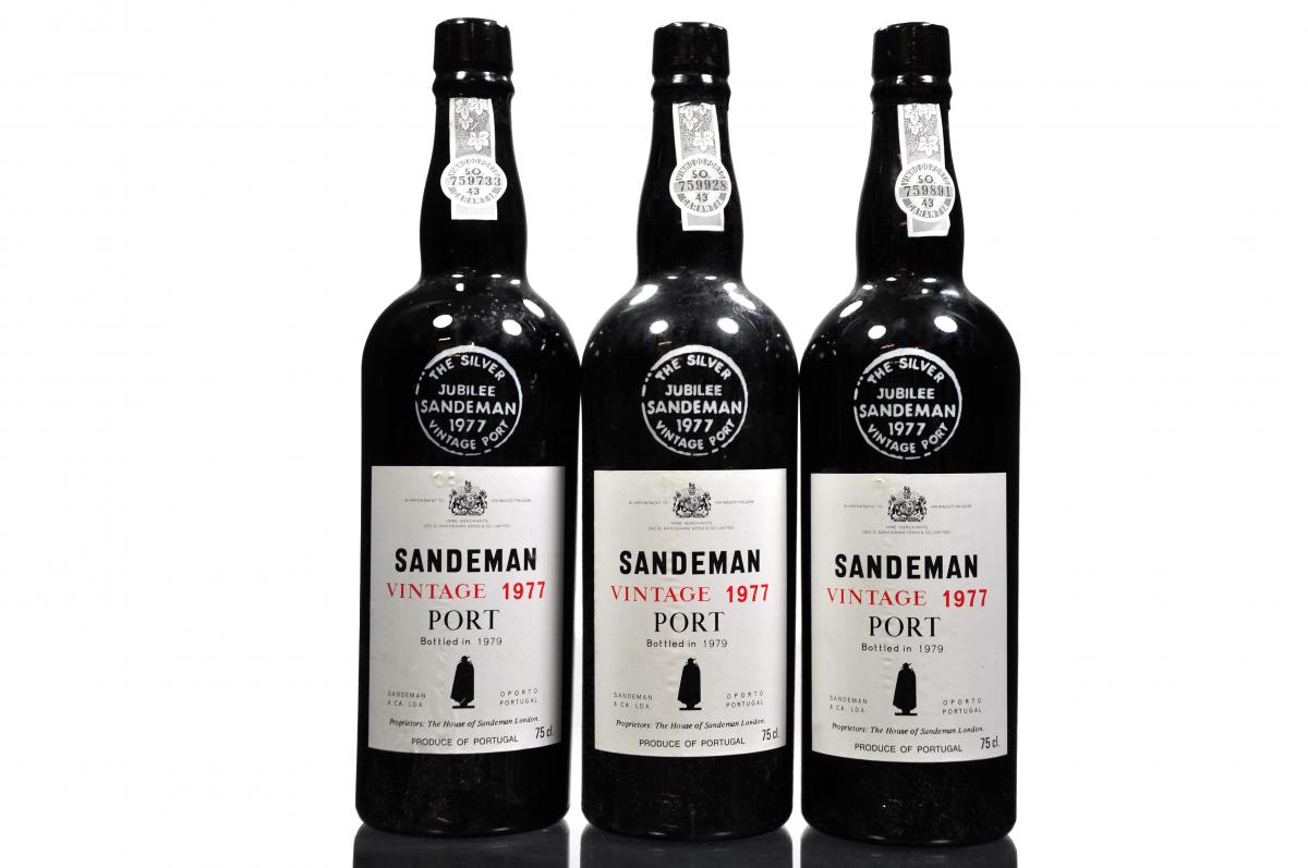 3 x Sandeman 1977 Port