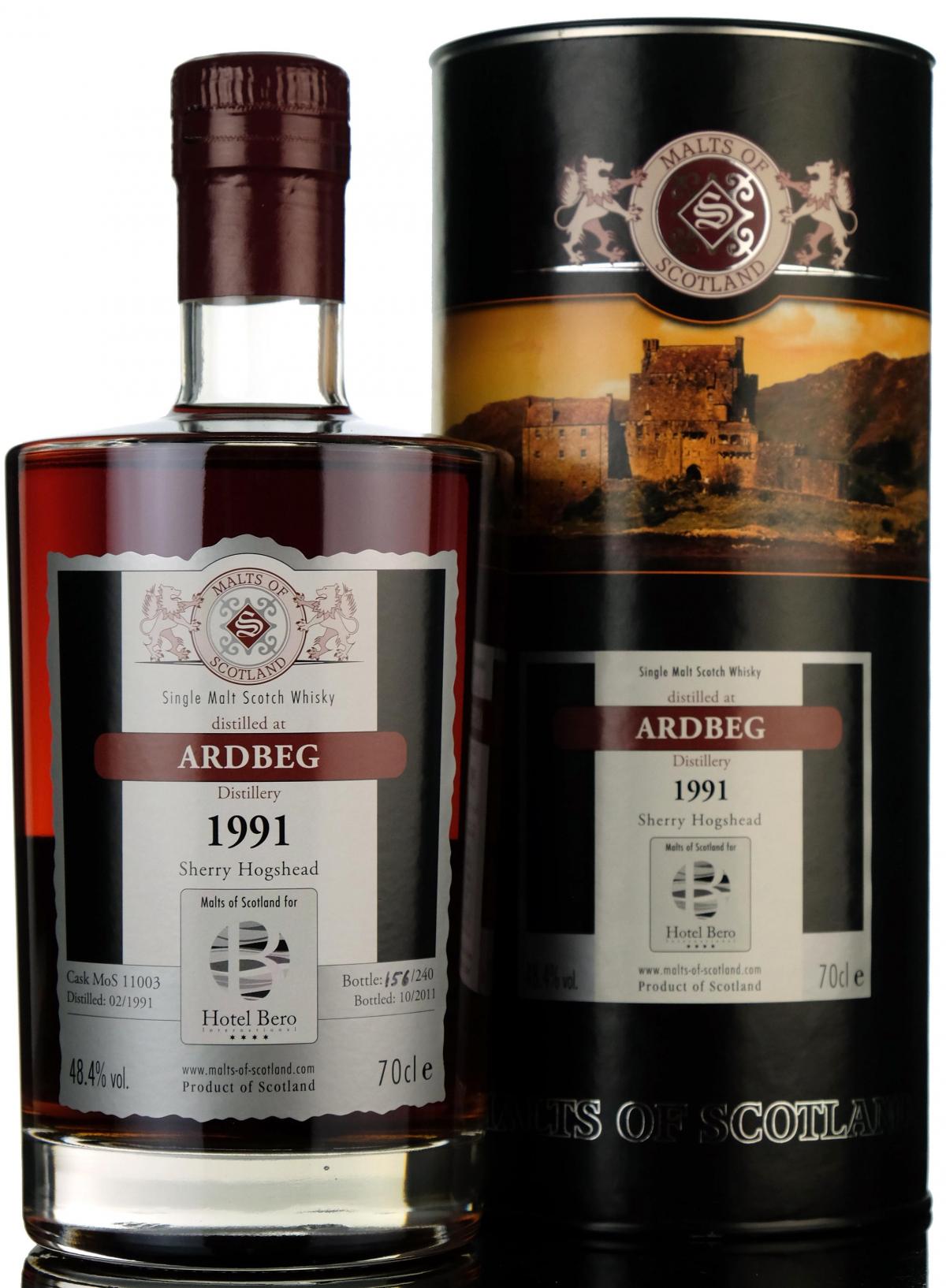 Ardbeg 19912011  Malts Of Scotland For Hotel Bero  Cask 11003