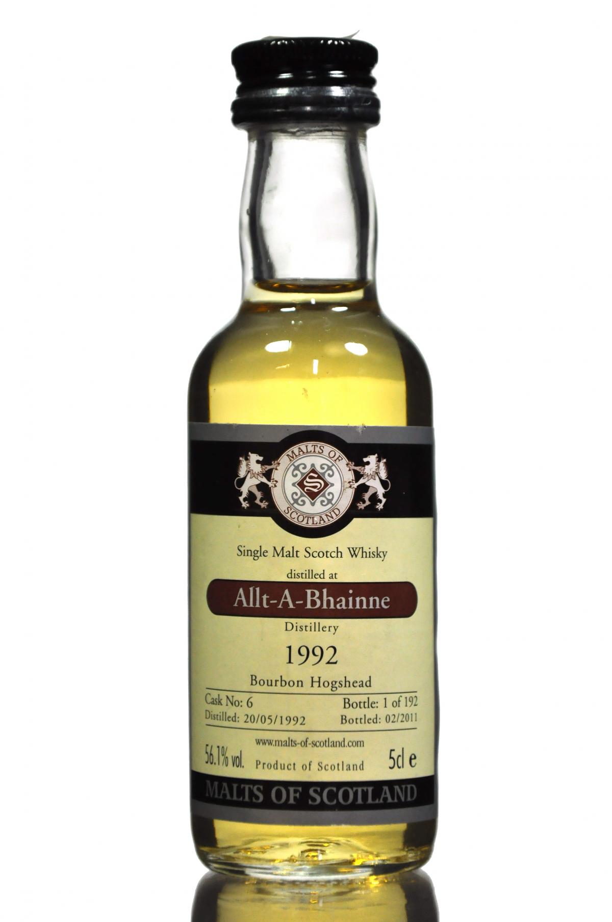 Allt A Bhainne 1992-2011 - Cask 6 - Malts Of Scotland Miniature