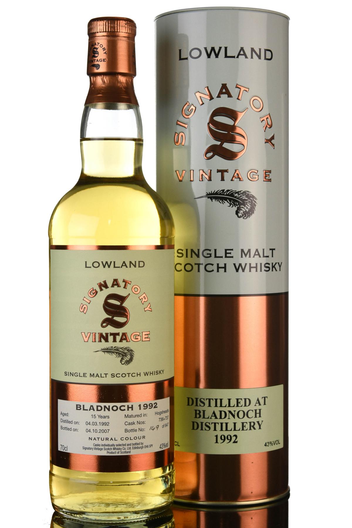 Bladnoch 1992 - 2007 15 Signatory Vintage