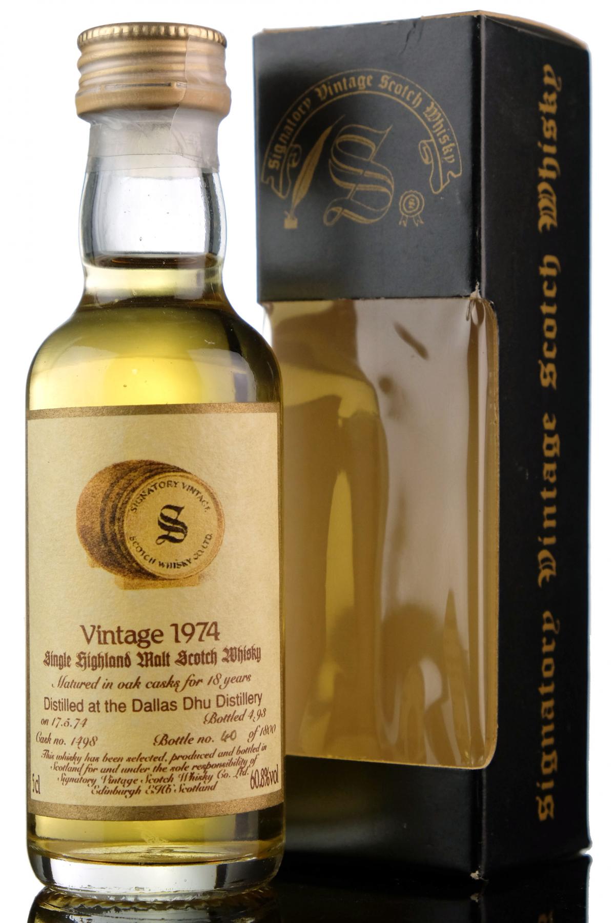 Dallas Dhu 1974-1993 - 18 Year Old - Signatory Vintage Miniature