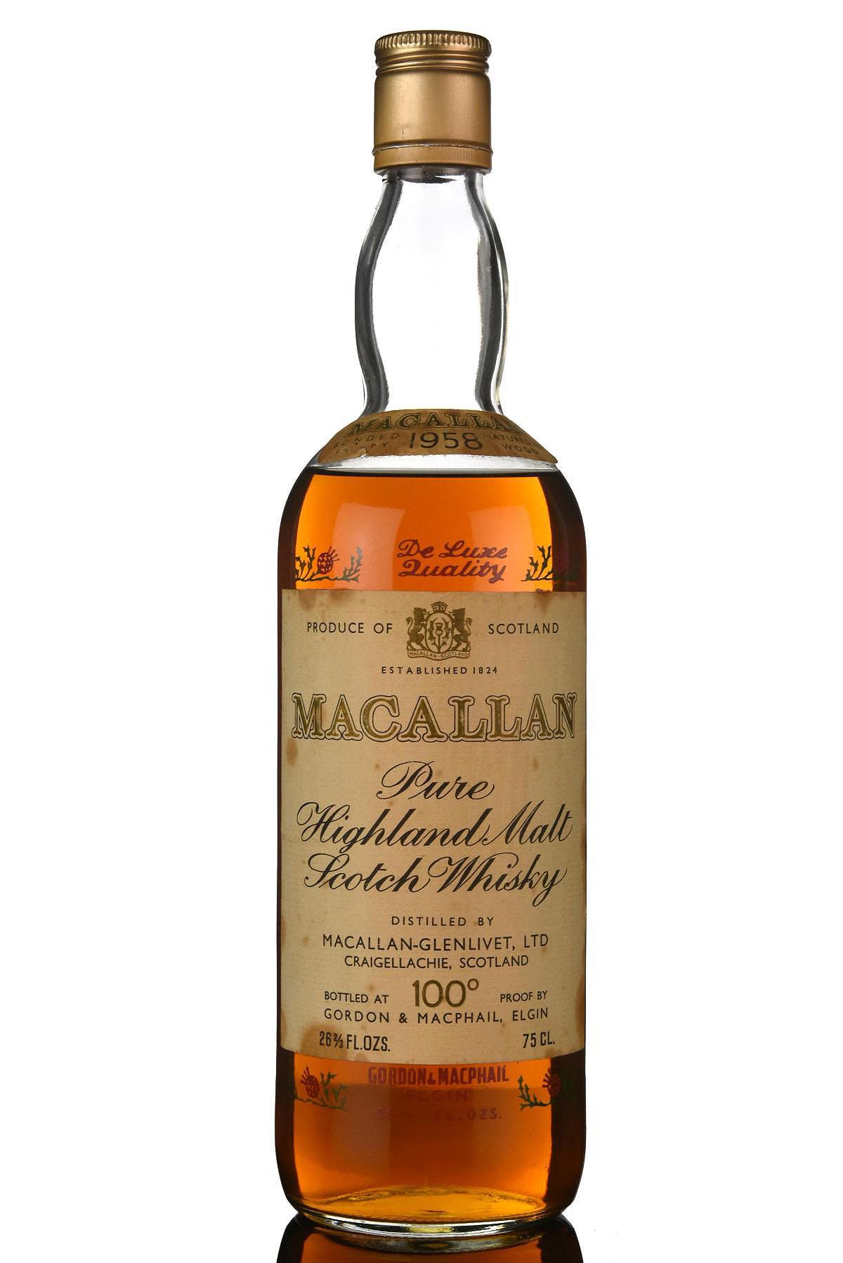 Macallan 1958 - Gordon & MacPhail - 100 Proof - Circa 1970