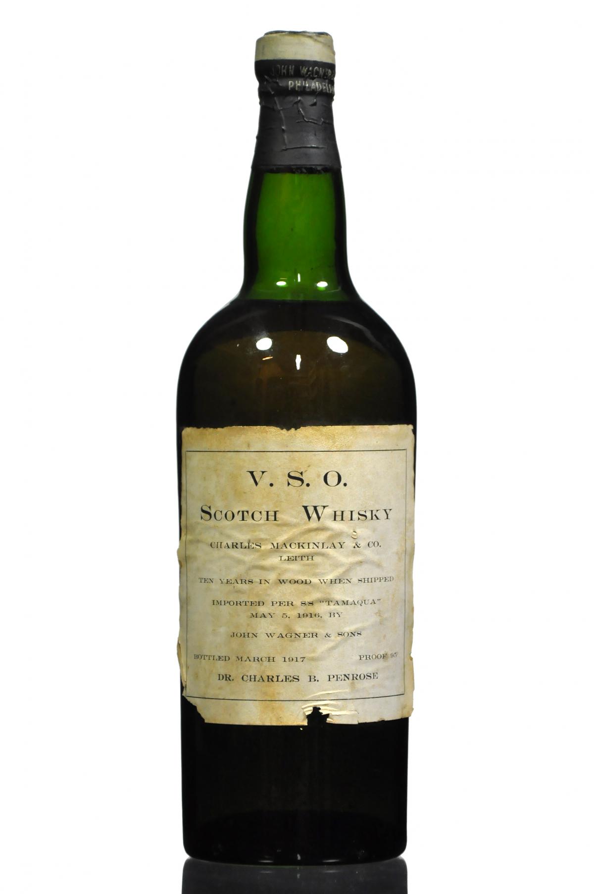 V.S.O Charles Mackinlay 10 Year Old - Bottled 1917