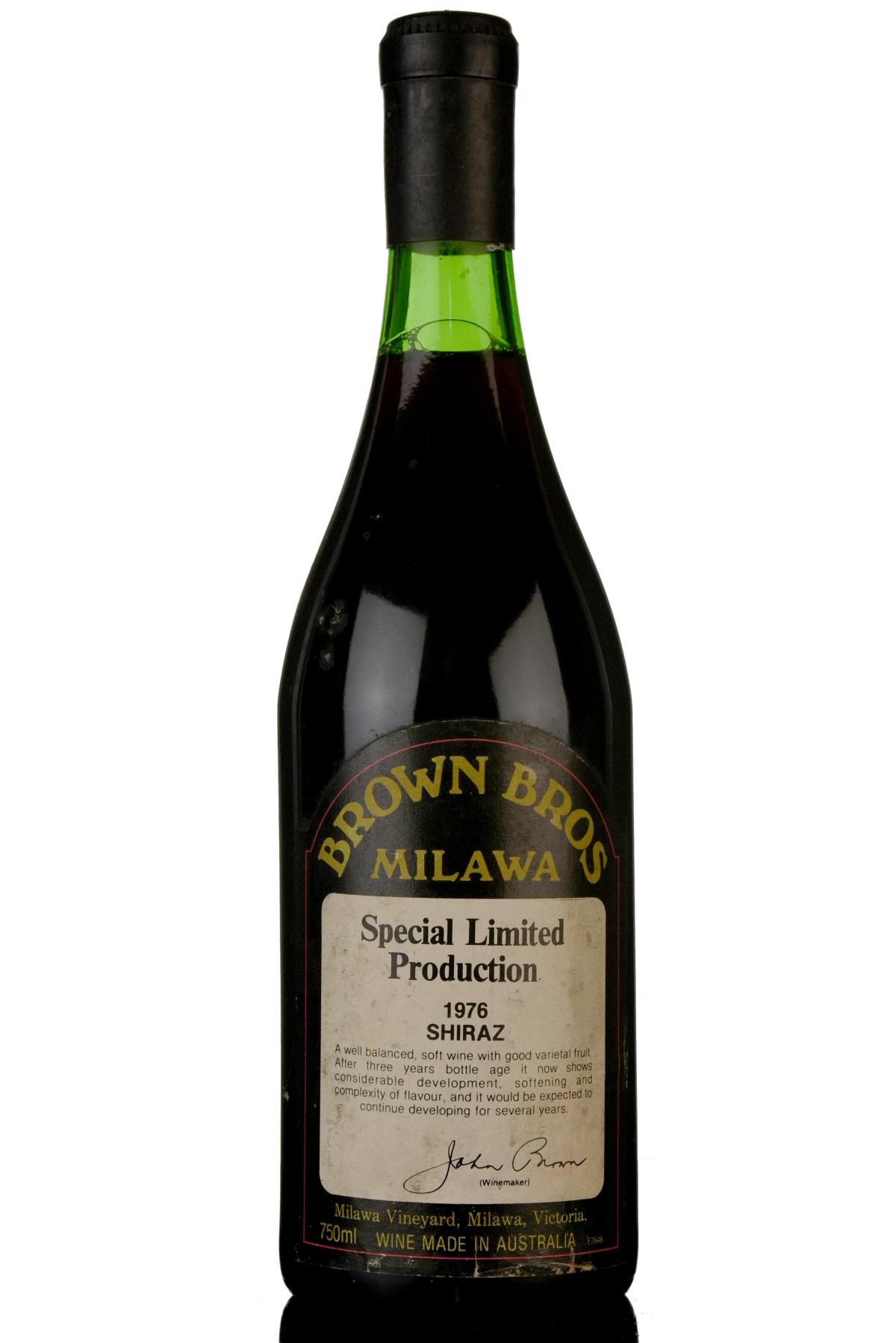 Shiraz 1976 Wine - Brown Bros Milawa