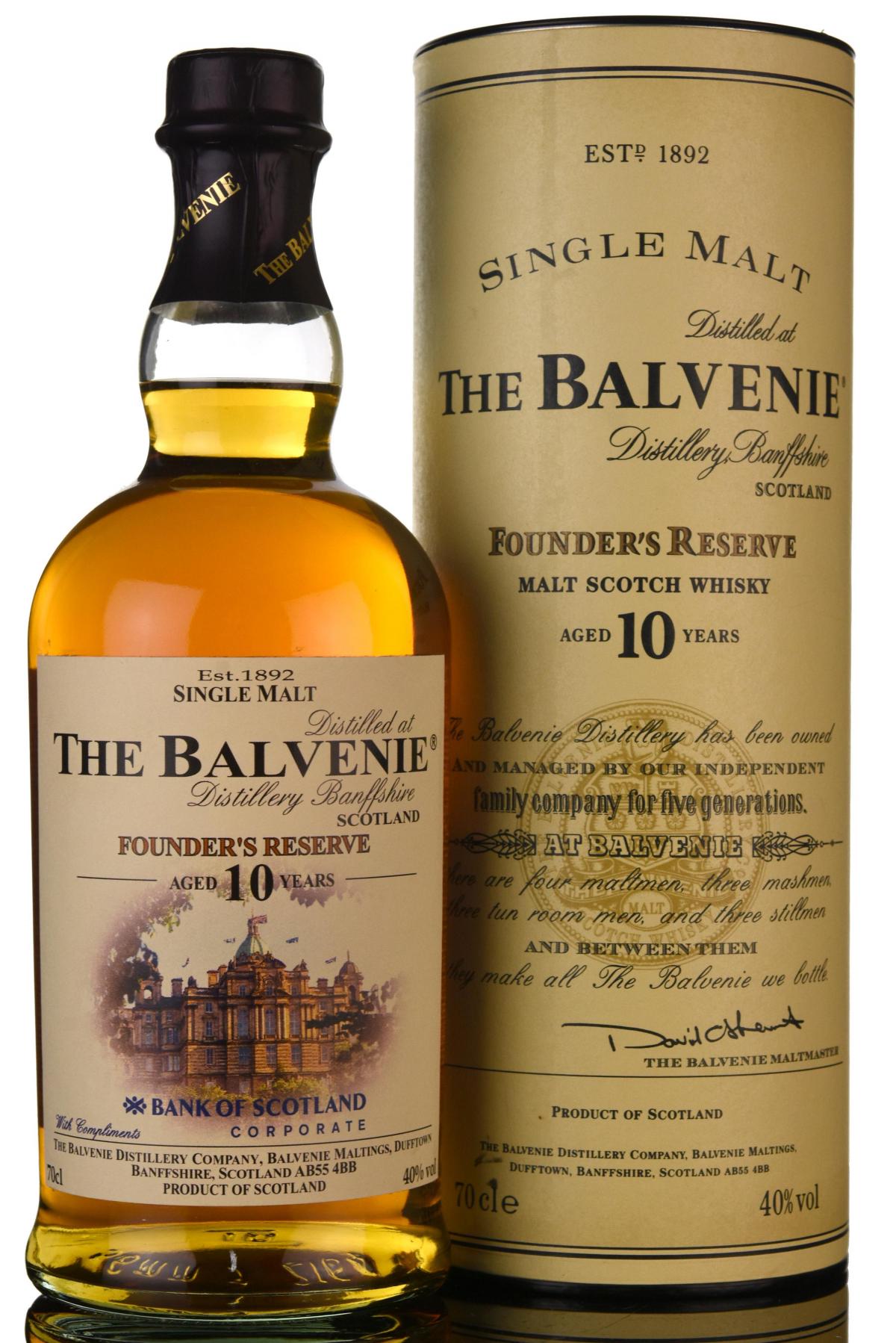 Balvenie 10 Year Old - Founders Reserve - Bank Of Scotland