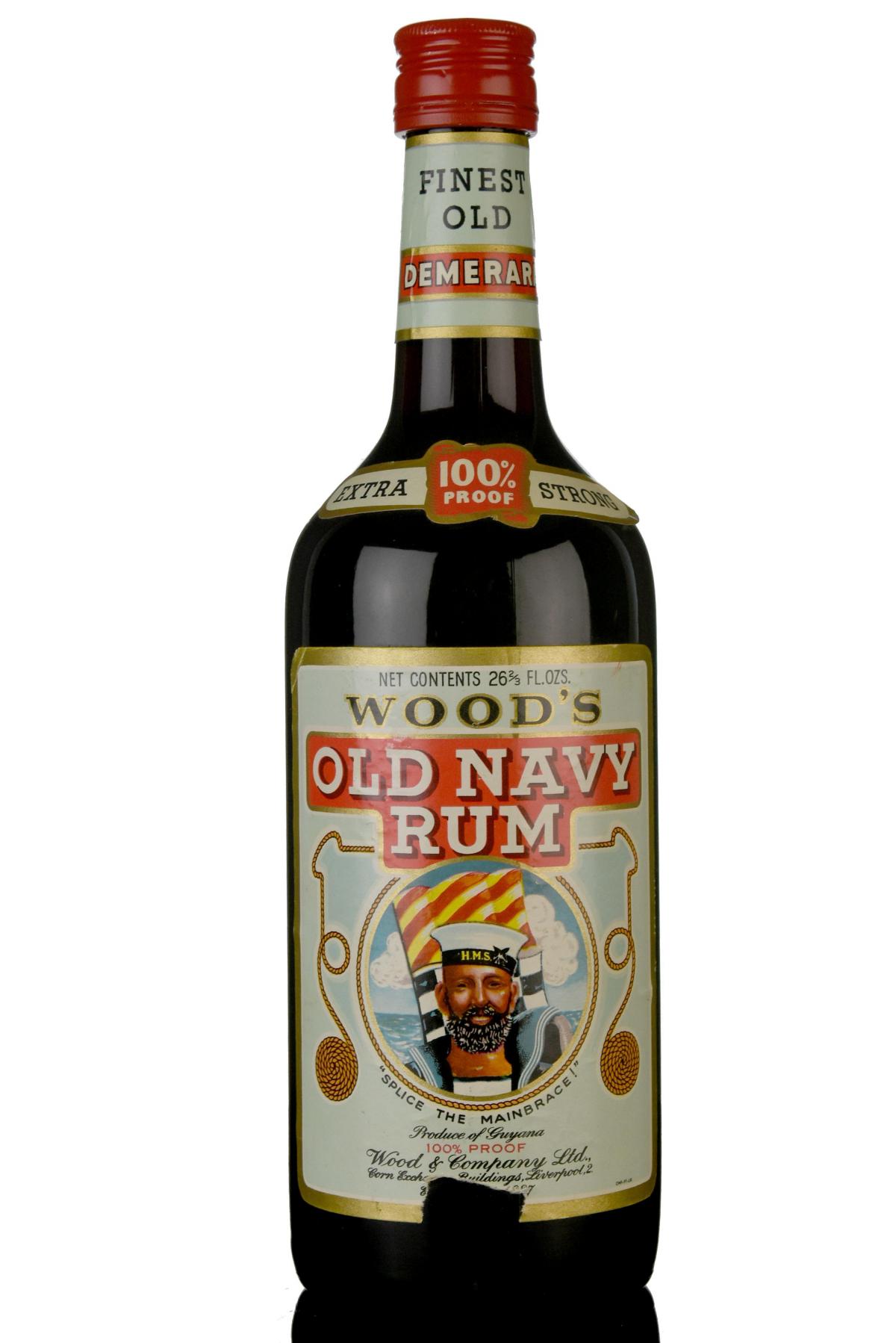 Woods Demerara Old Navy Rum - 1970s - 100 Proof