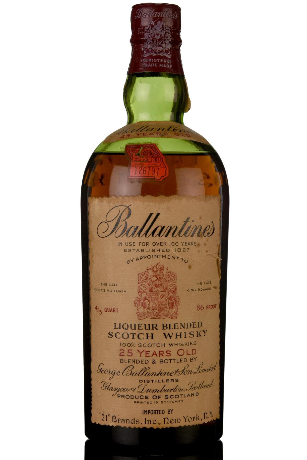 Ballantines 25 Circa 1940s Us Import