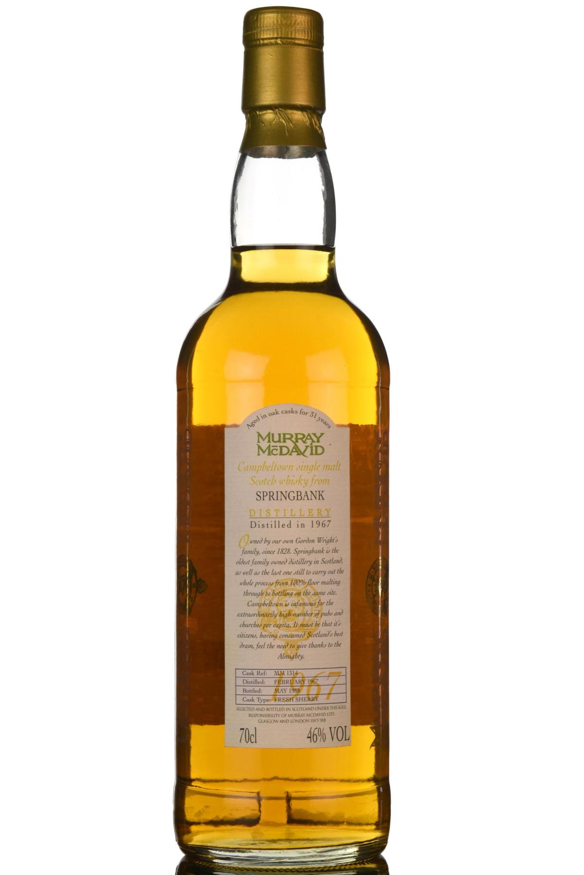 Springbank 1967 - 1988 Murray Mcdavid Fresh Sherry