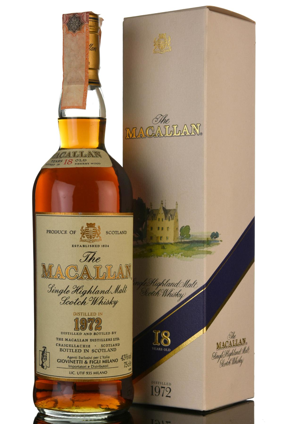 Macallan 1972  18 Year Old  Giovinetti  Figli Import