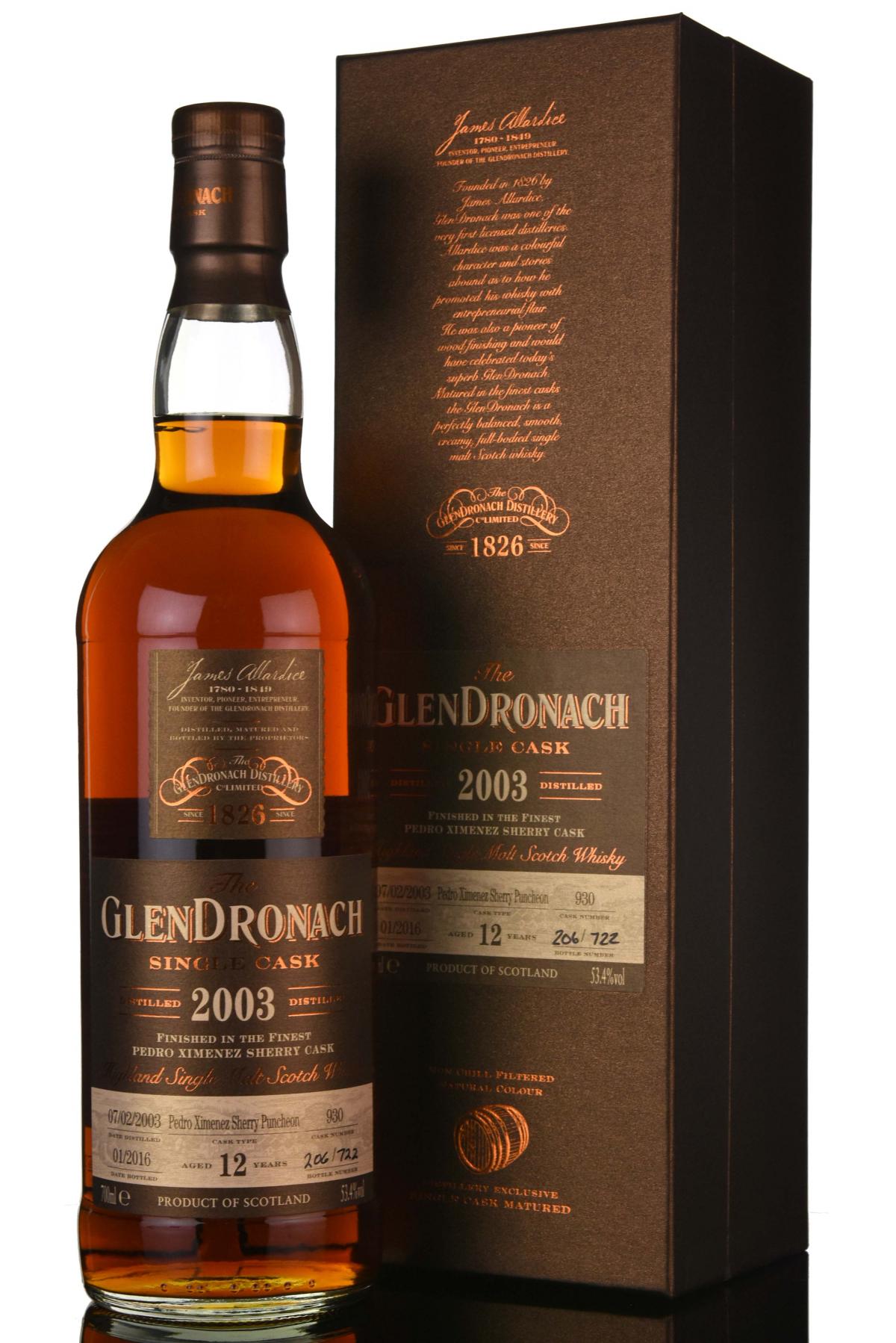 Glendronach 2003 - 2016 12 Single Cask 930 Batch 13