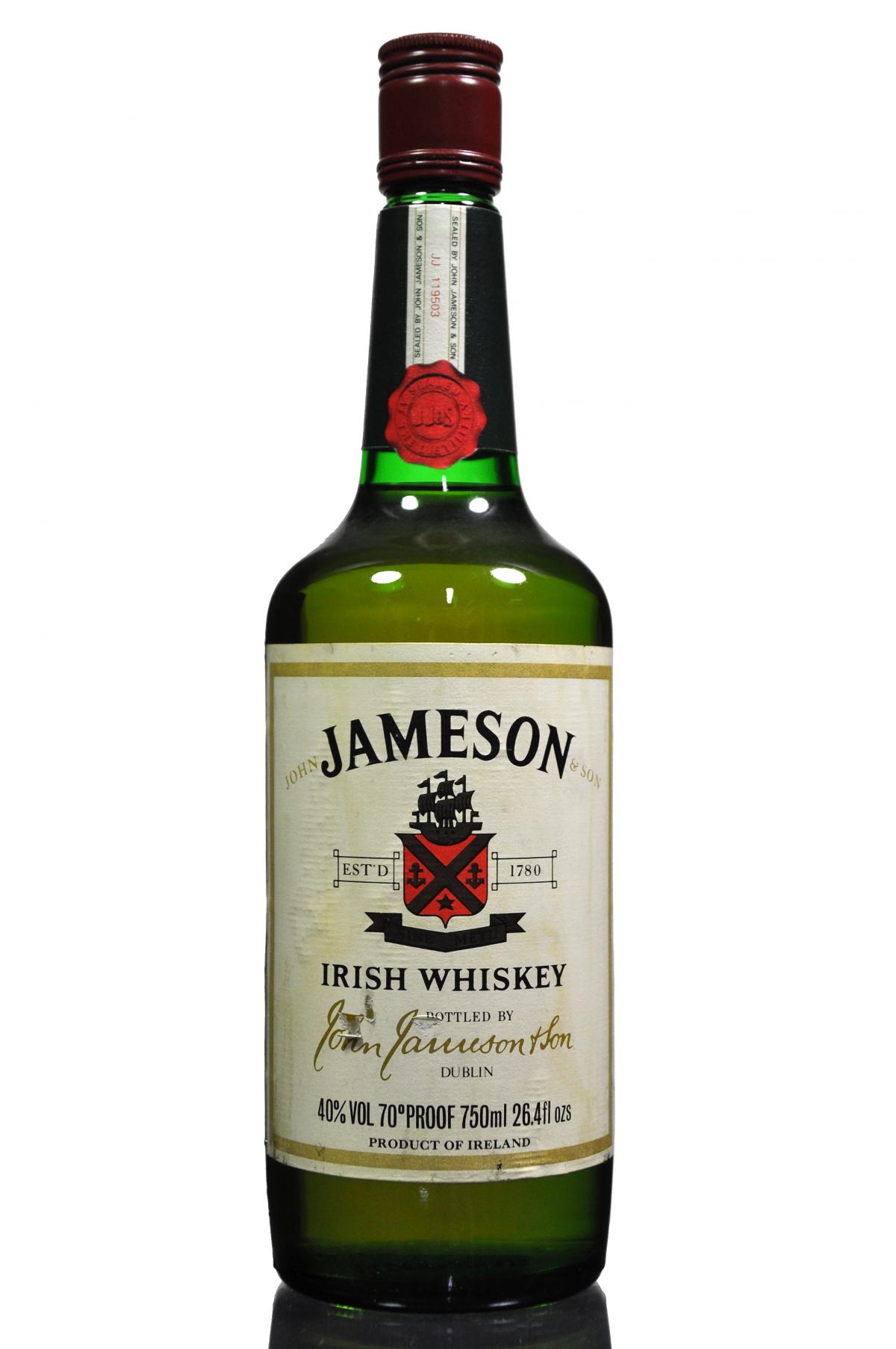 Jameson Irish Whiskey - Bottled late 1970s