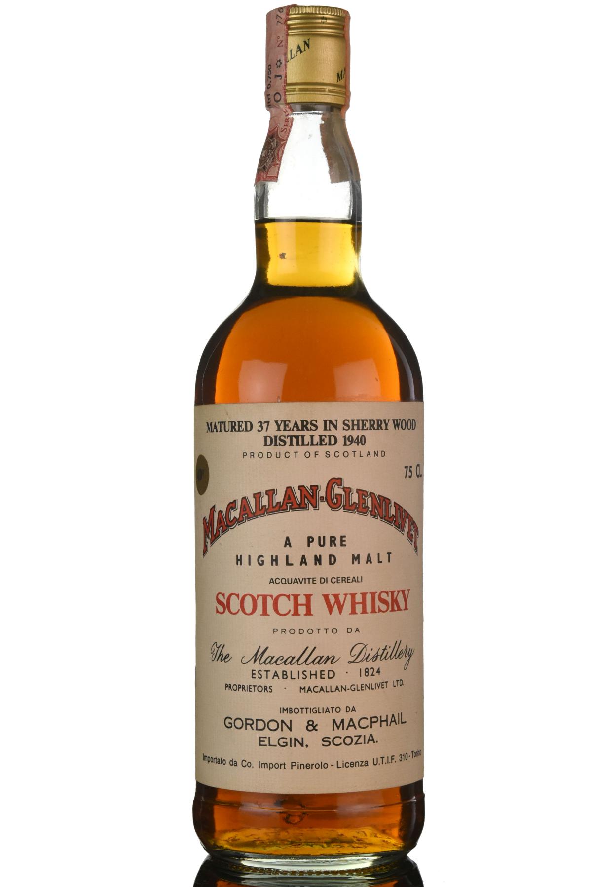 Macallan-Glenlivet 1940 - 37 Year Old - Gordon & MacPhail - Pinerolo Import