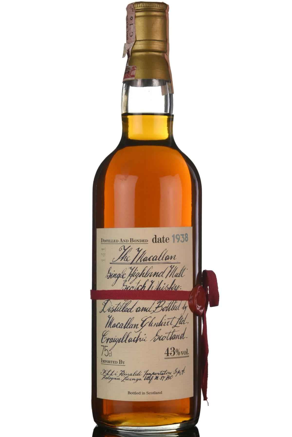 Macallan 1938 - Rinaldi Import - Handwritten Label