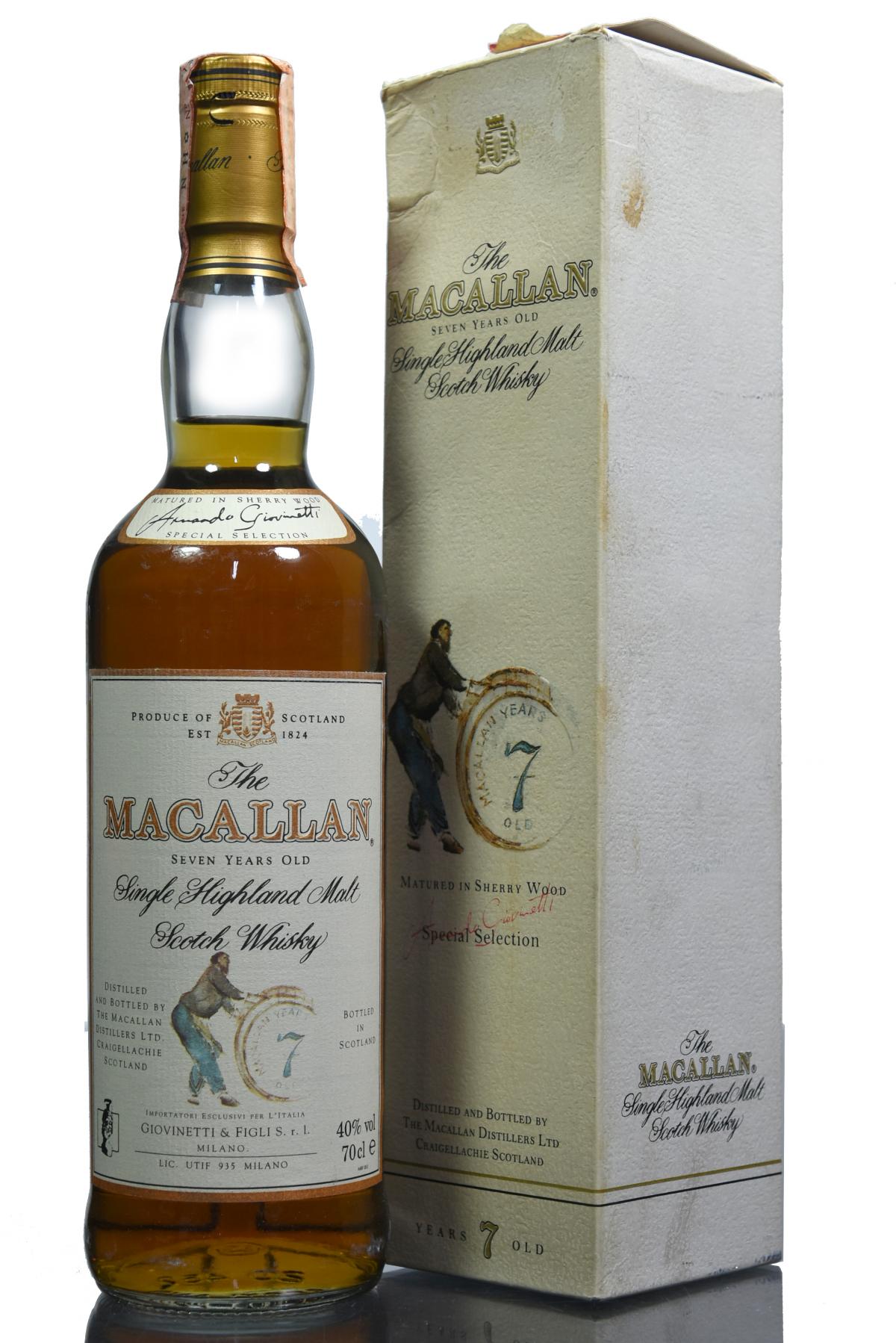 Macallan 7 Year Old - Sherry Cask - 1990s - Giovinetti & Figli