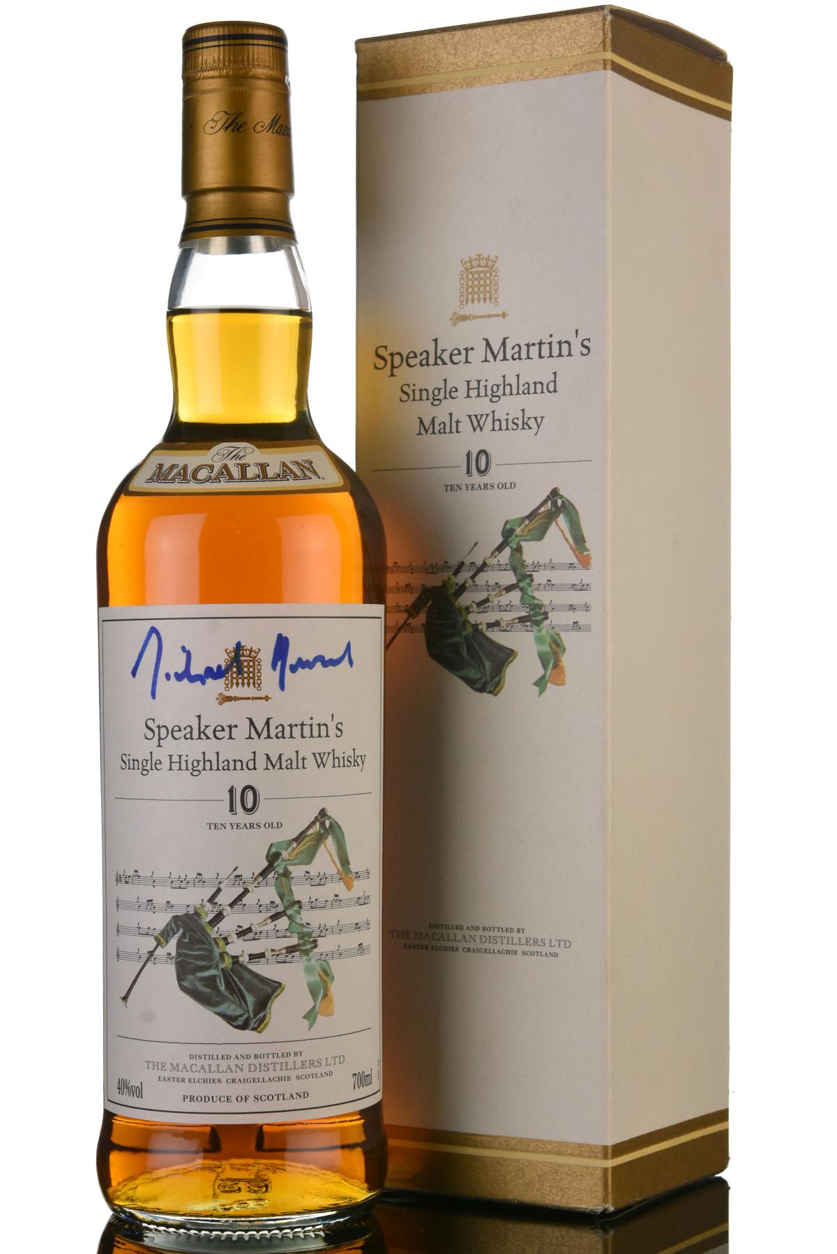 Macallan 10 Year Old - Speaker Martins - Signed Bottle