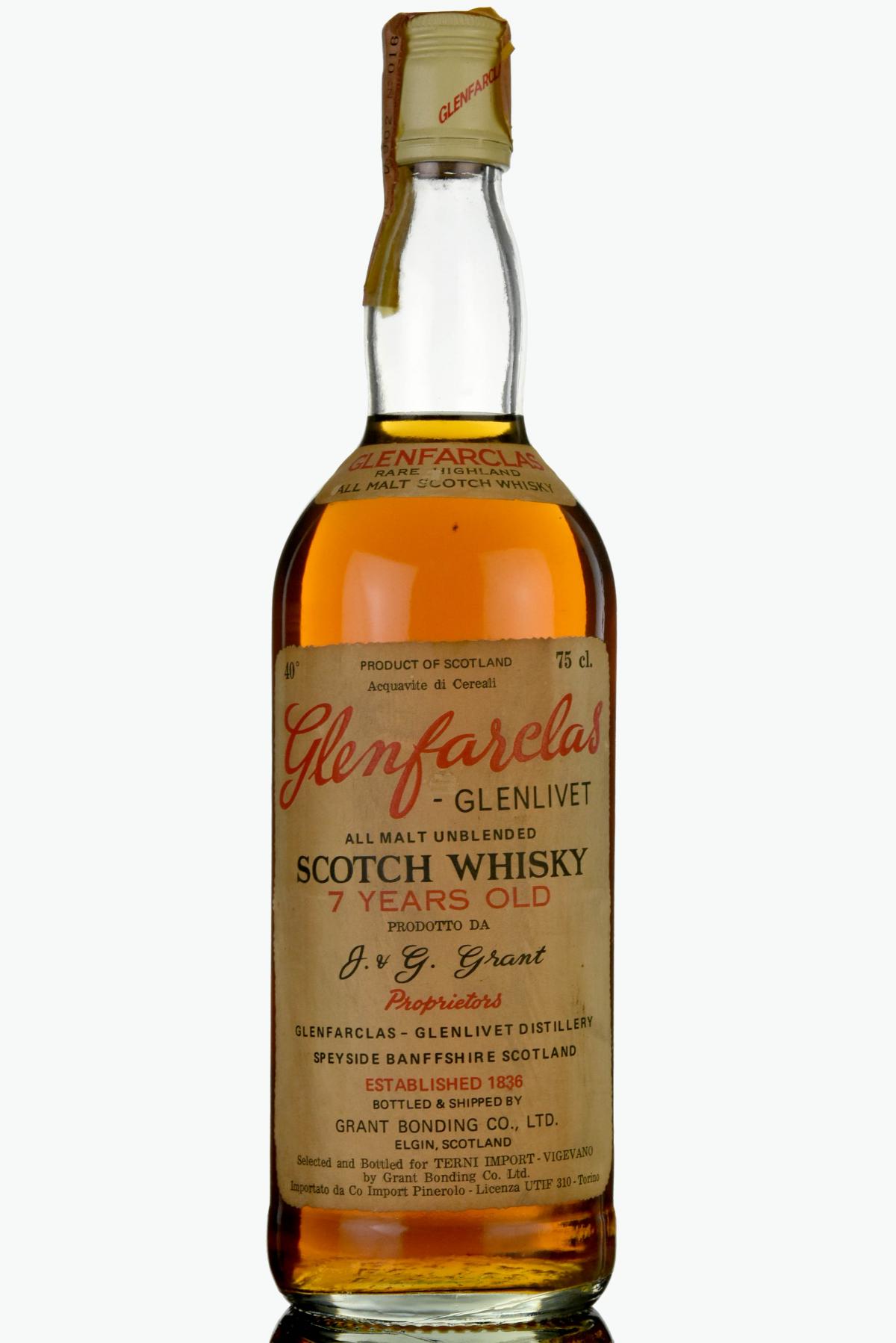 Glenfarclas-Glenlivet 7 Year Old - 1970s - Terni Pinerolo Import