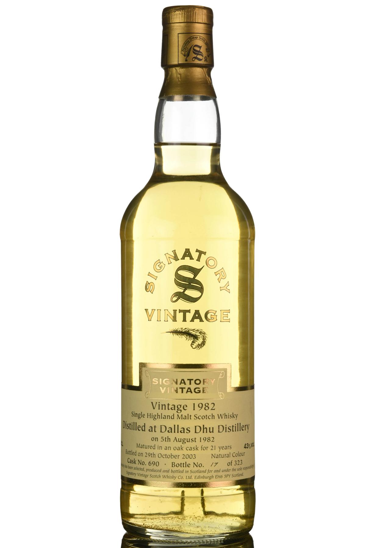 Dallas Dhu 1982-2003 - 21 Year Old - Signatory Vintage