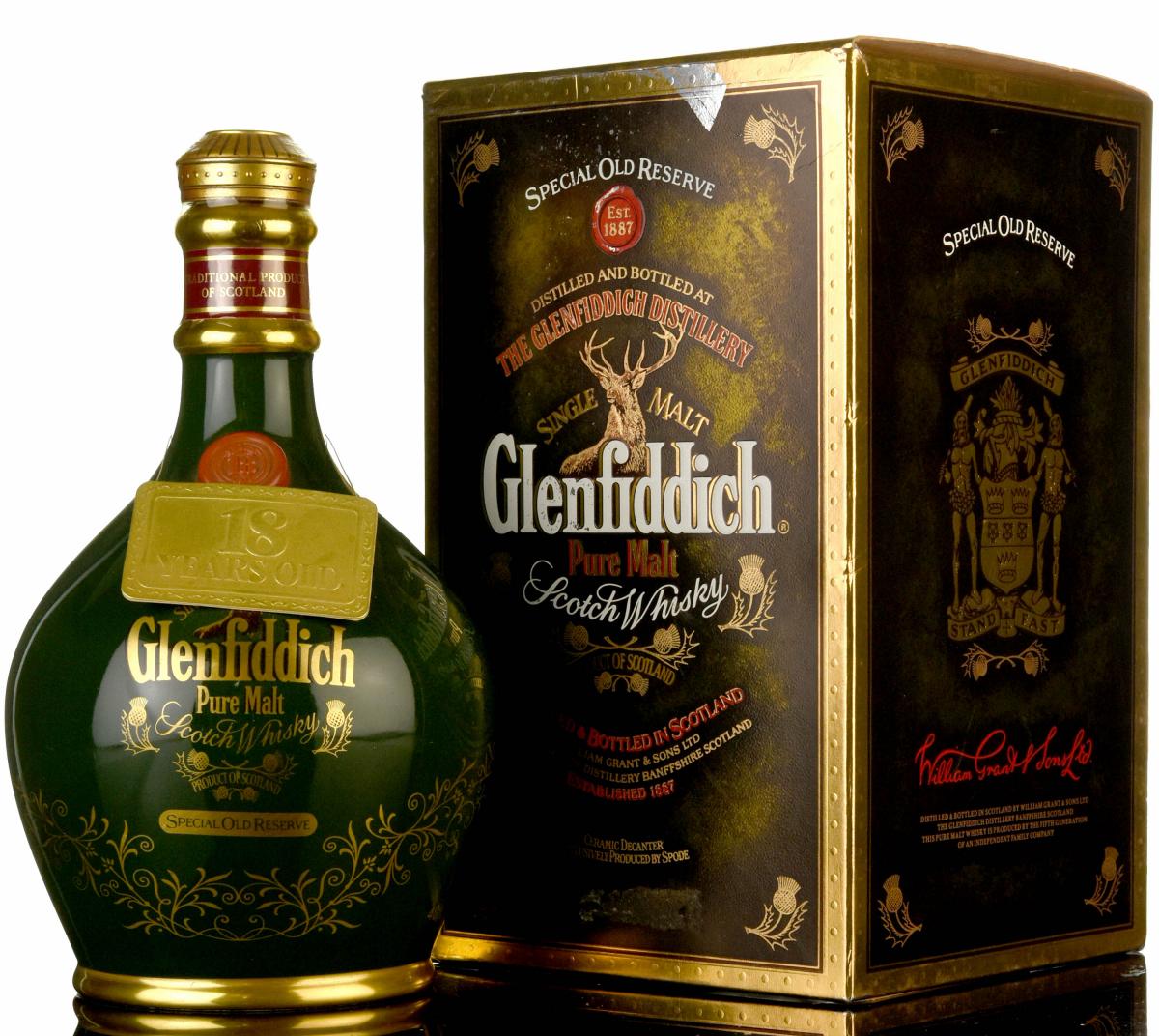 Glenfiddich 18 Year Old - Ancient Reserve - Green Ceramic - 1990s