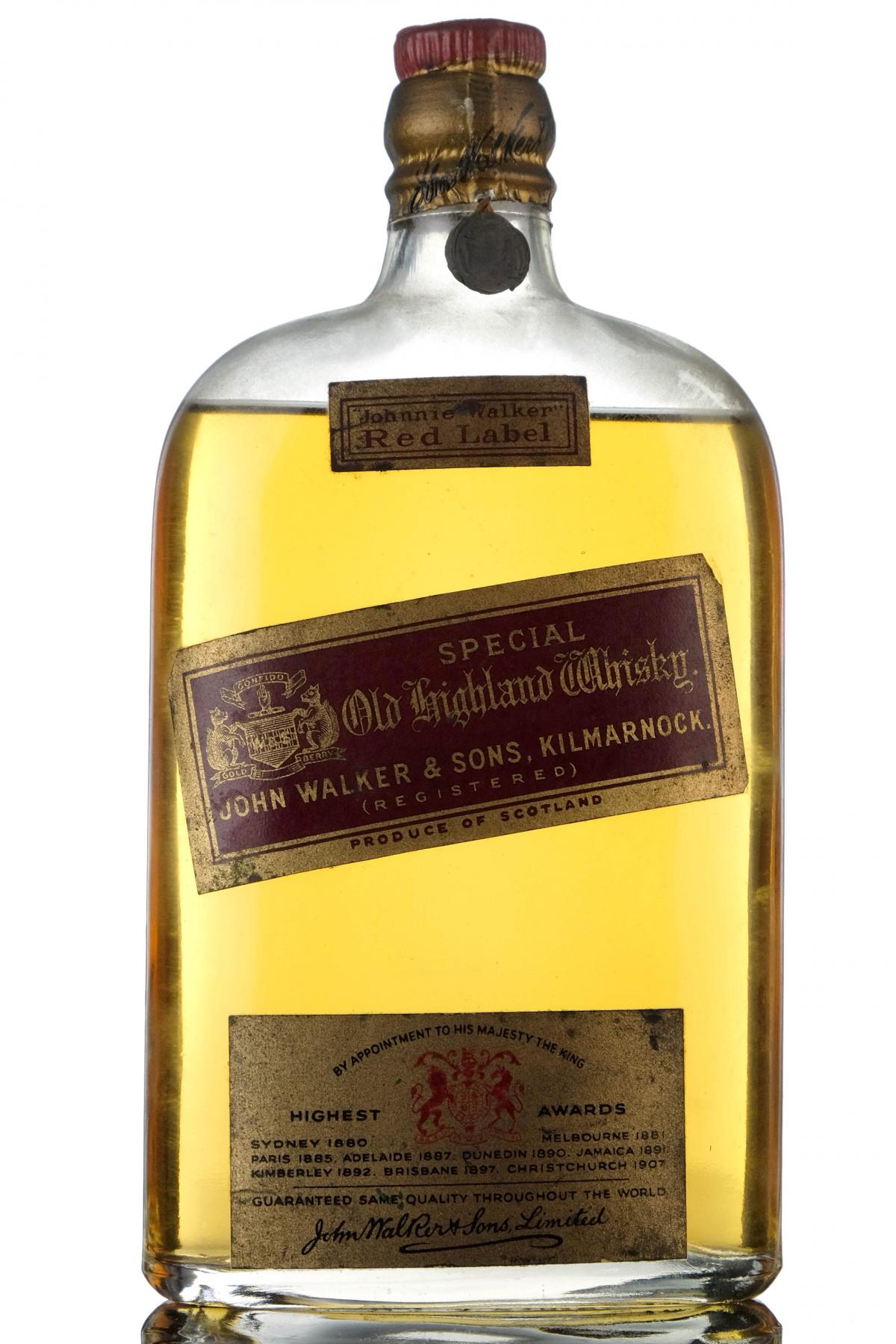 Johnnie Walker Red Label Circa 1940 Half Bottle