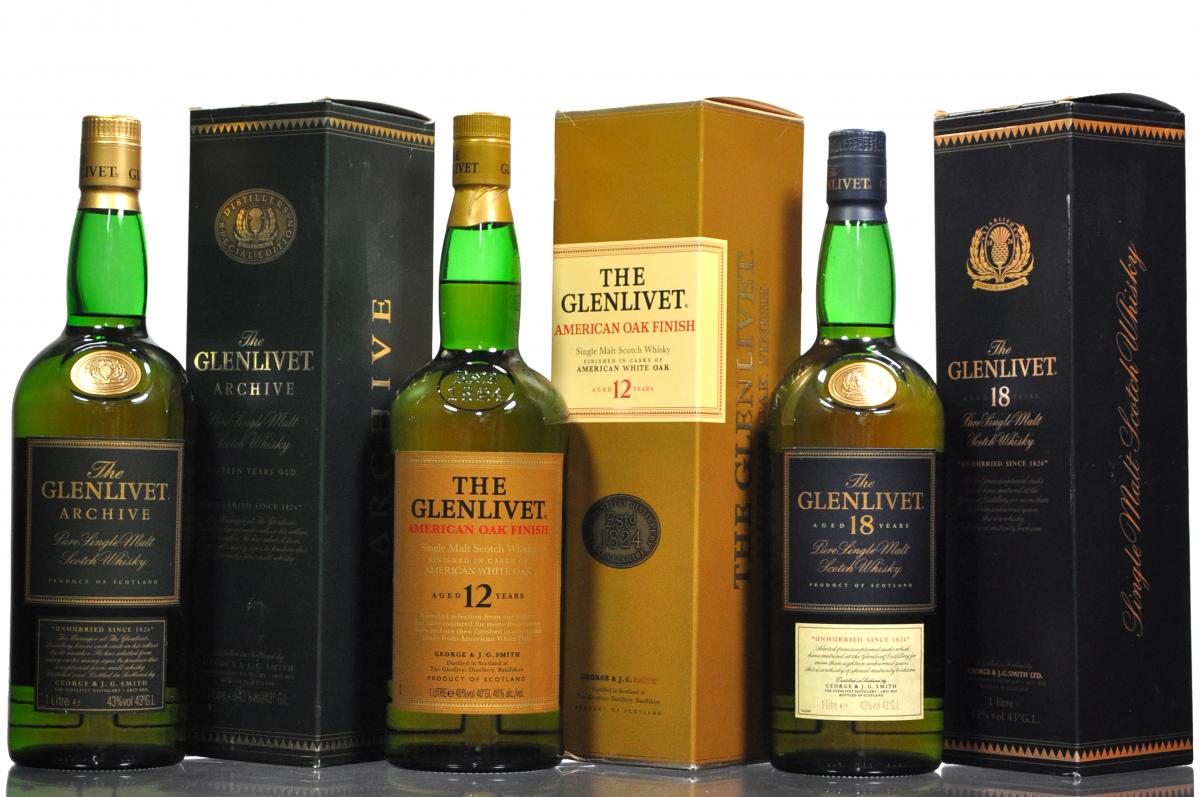 3 x Glenlivet - 1 Litre - Archive-12-18