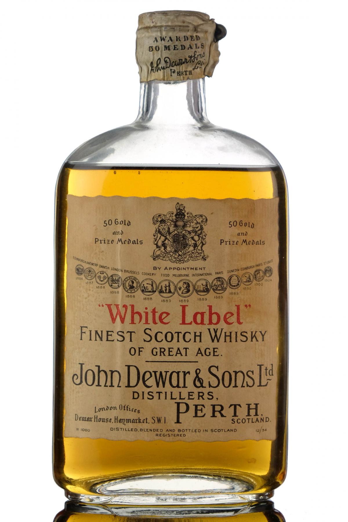 Dewars White Label - Circa 1950 - Half Bottle