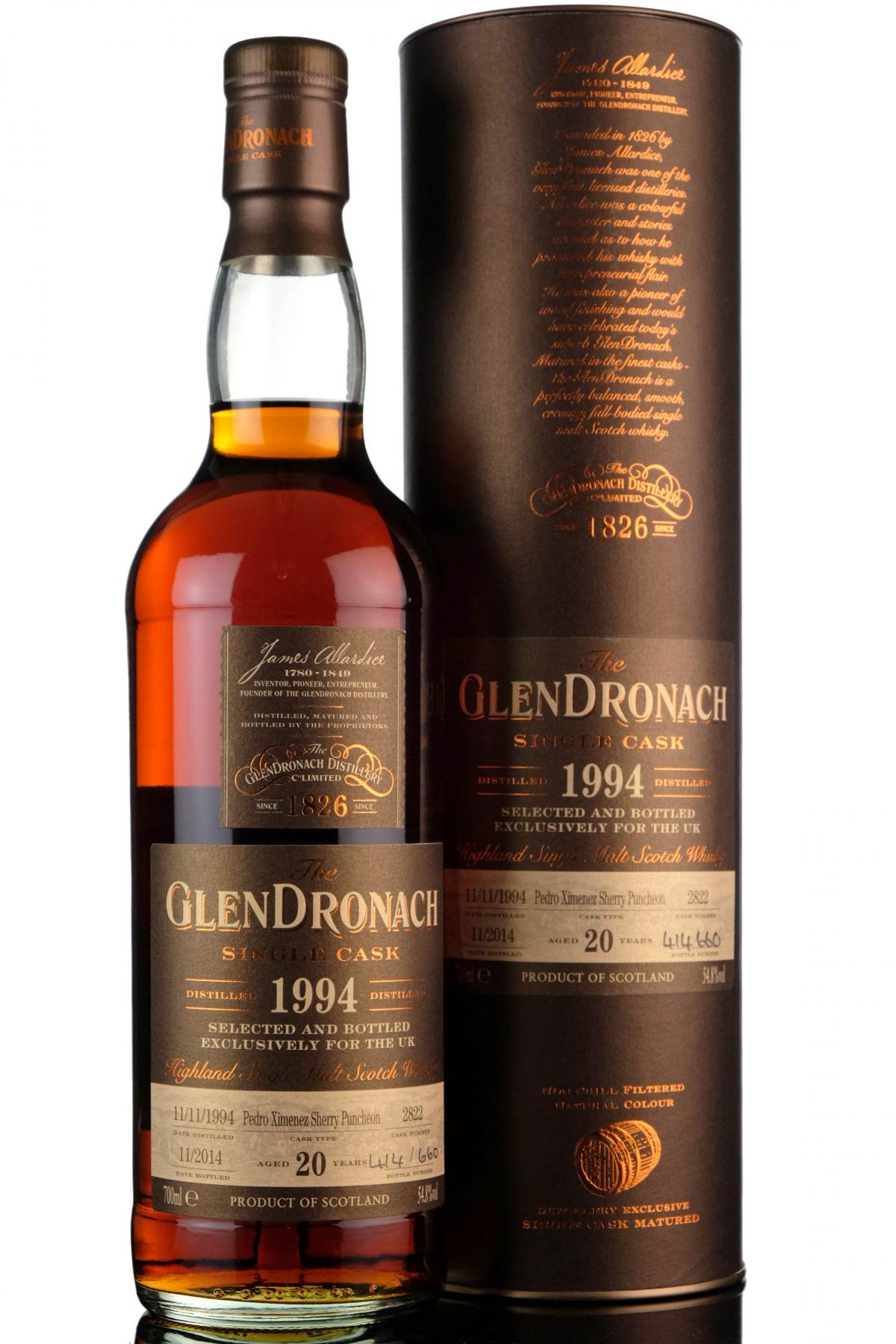 Glendronach 1994-2014 - 20 Year Old - Single Cask 2822 - UK Exclusive