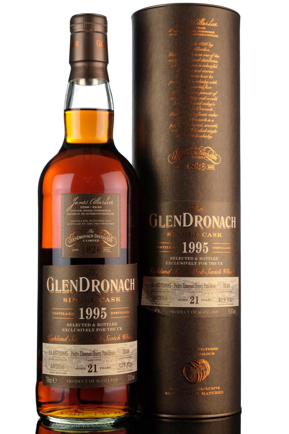 Glendronach 1995-2016 - 21 Year Old - Single Cask 3248 - UK Exclusive