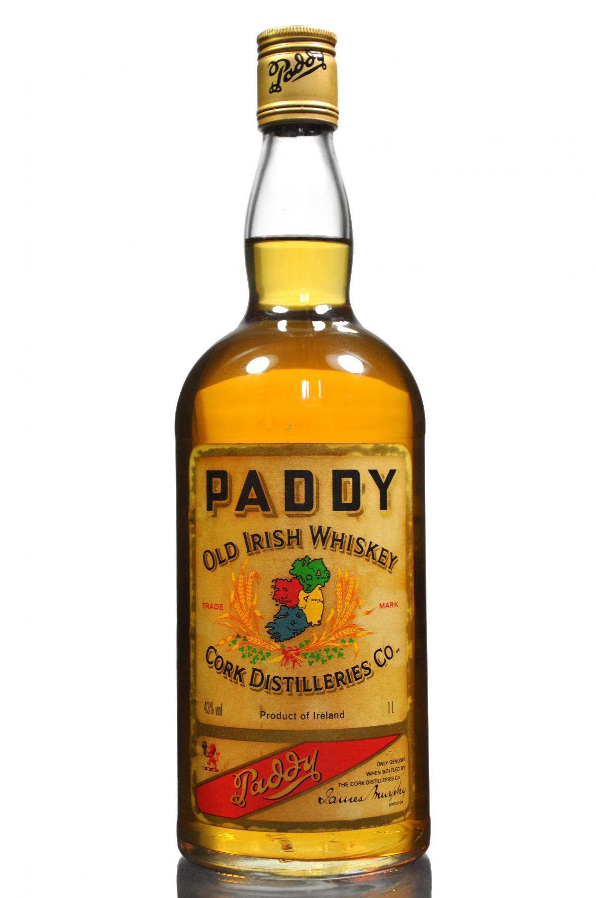 Paddy Irish Whiskey - 1 Litre - 1980s