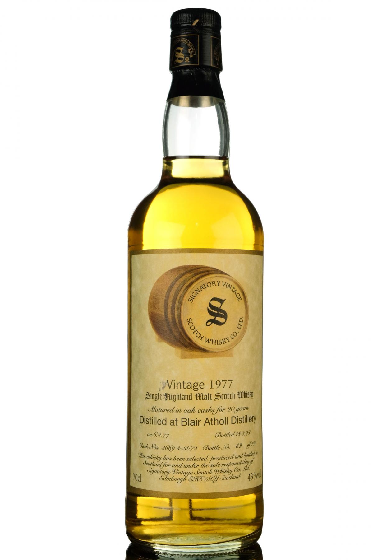 Blair Athol 1977 - 1998 20 Signatory Vintage