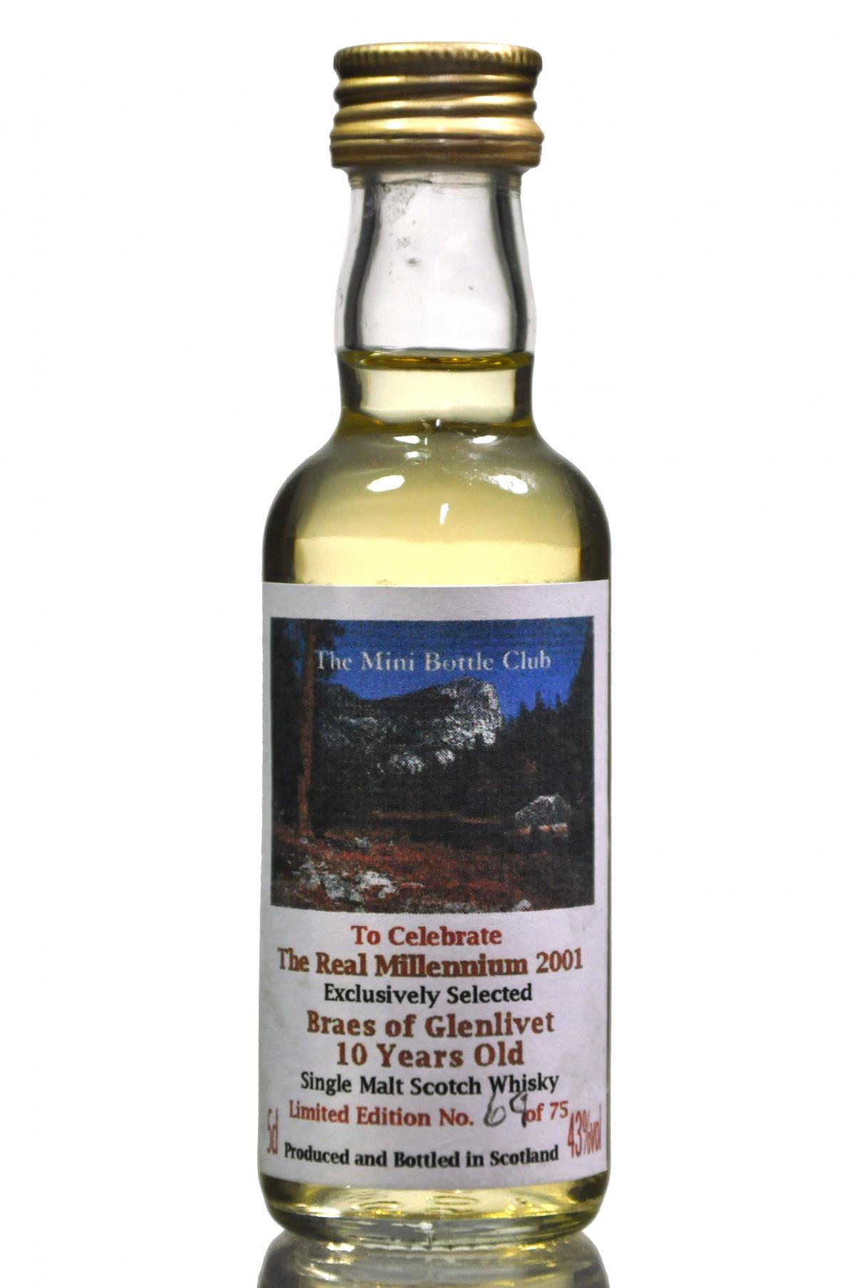 Braes Of Glenlivet 10 Year Old - Millennium 2001 - Mini Bottle Club Miniature