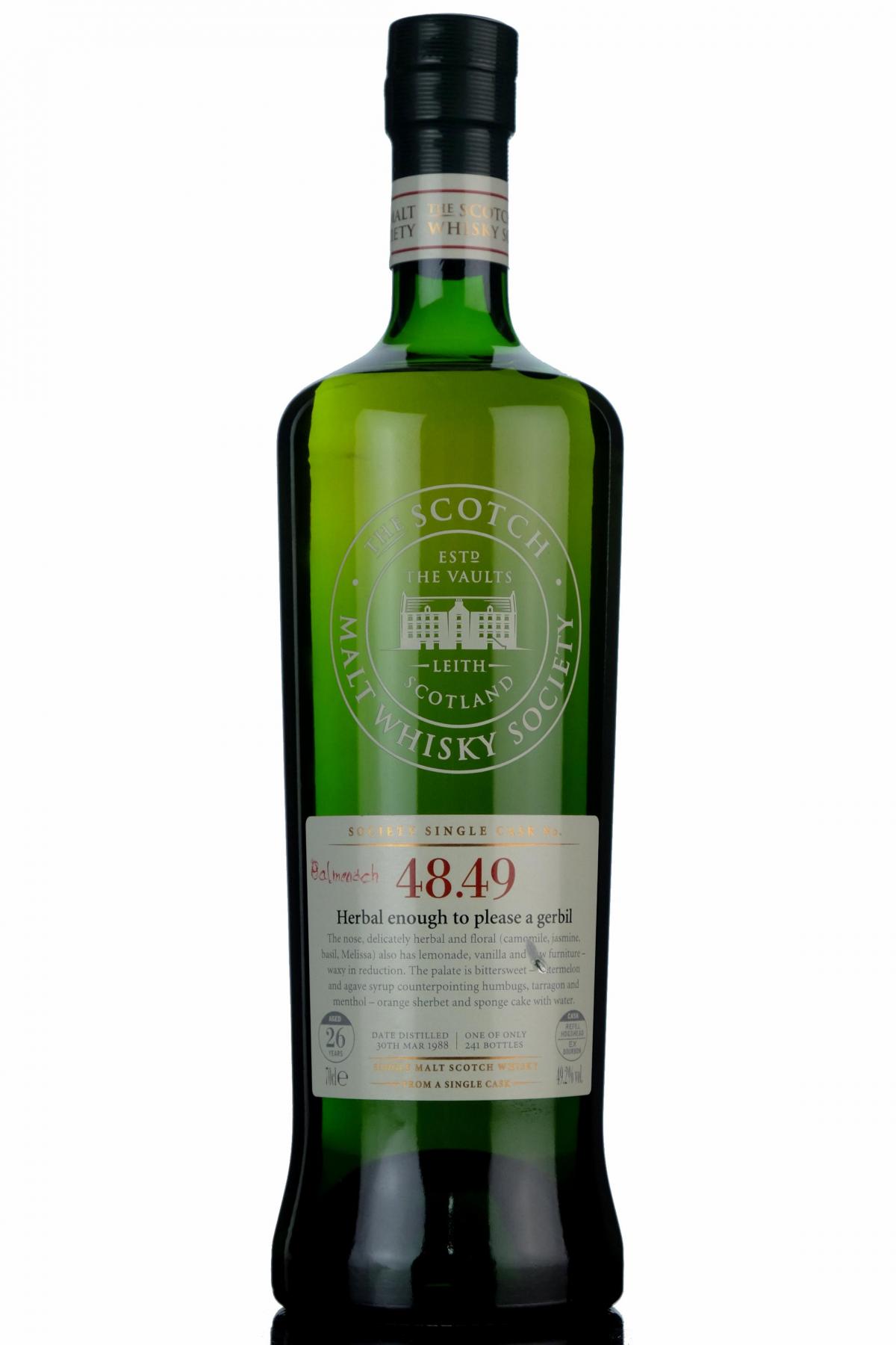 Balmenach 1988  26 Year Old  SMWS 4849