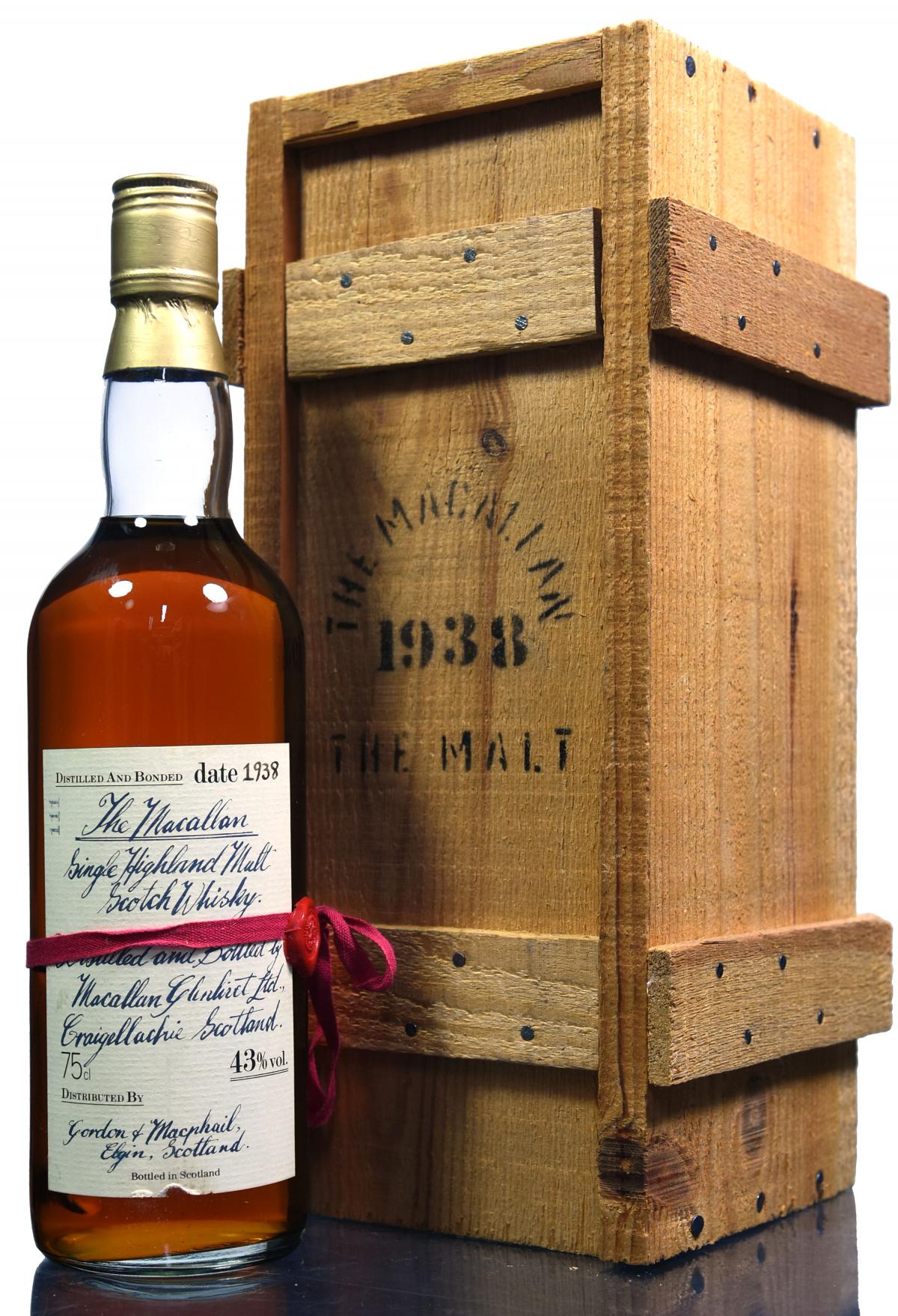 Macallan 1938 - Gordon & MacPhail - Handwritten Label