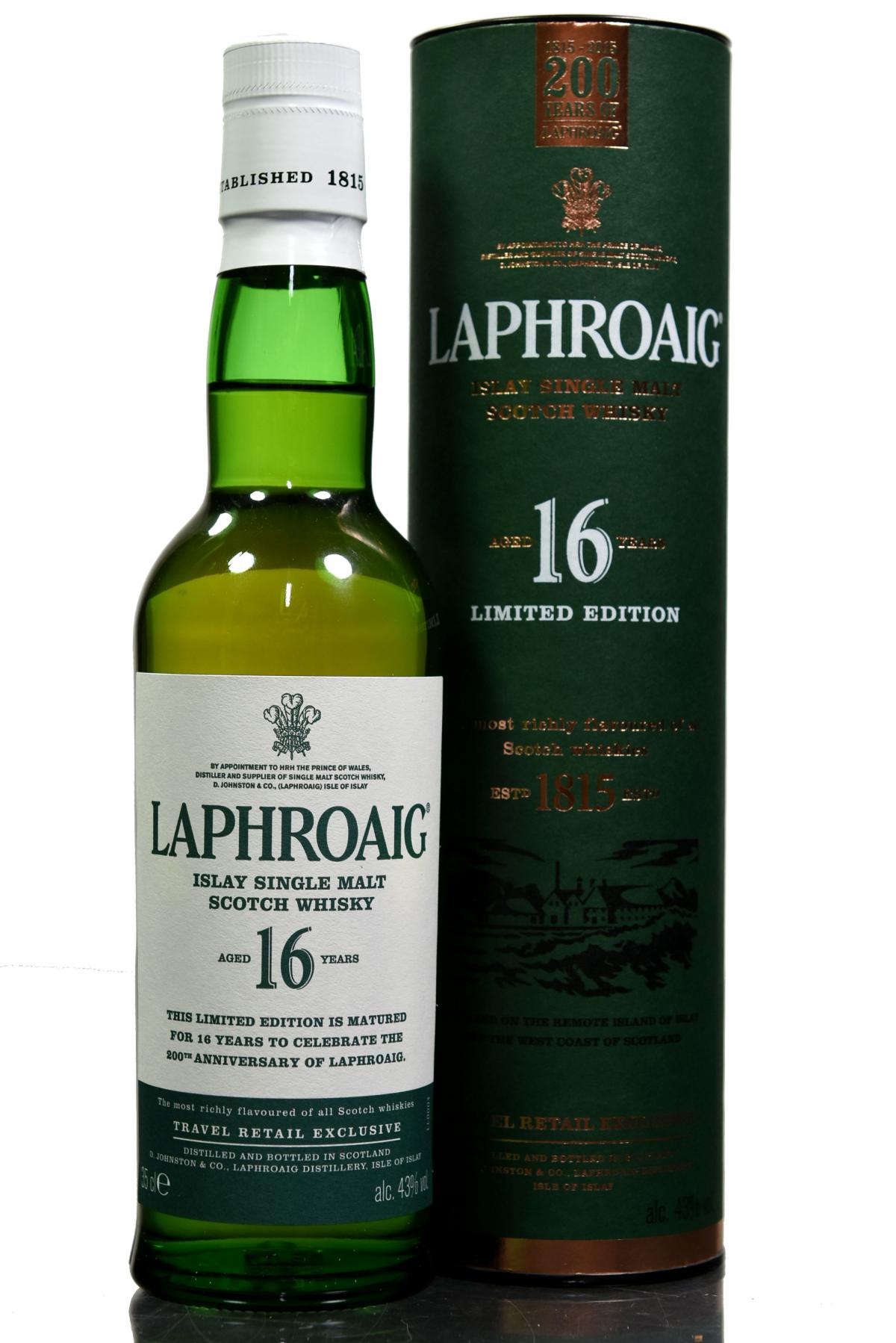 Laphroaig 16 Year Old - Celebrating 200 Years Of Laphroaig - 35cl