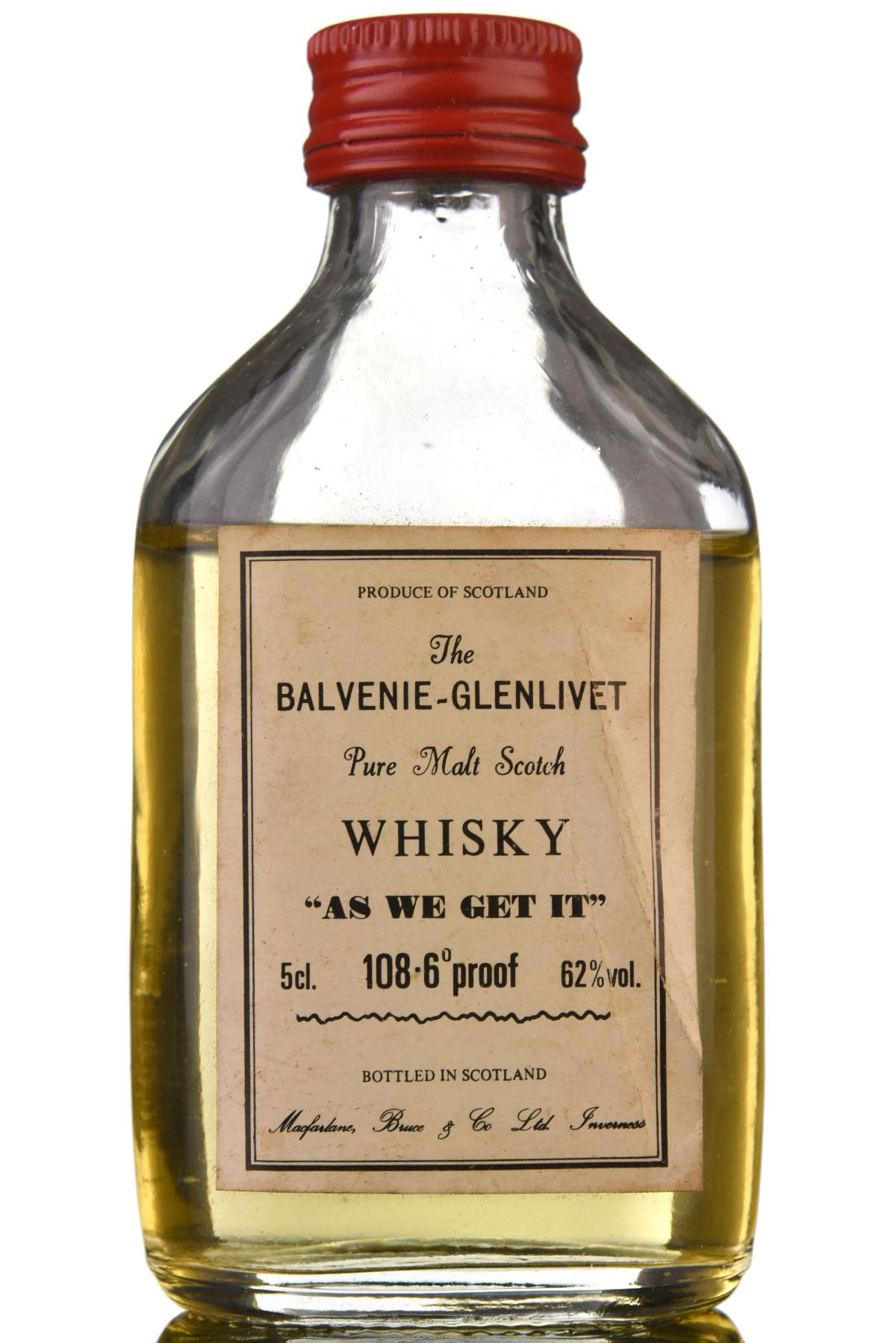 Balvenie-Glenlivet As We Get It - 108.6 Proof - 1980s - Miniature