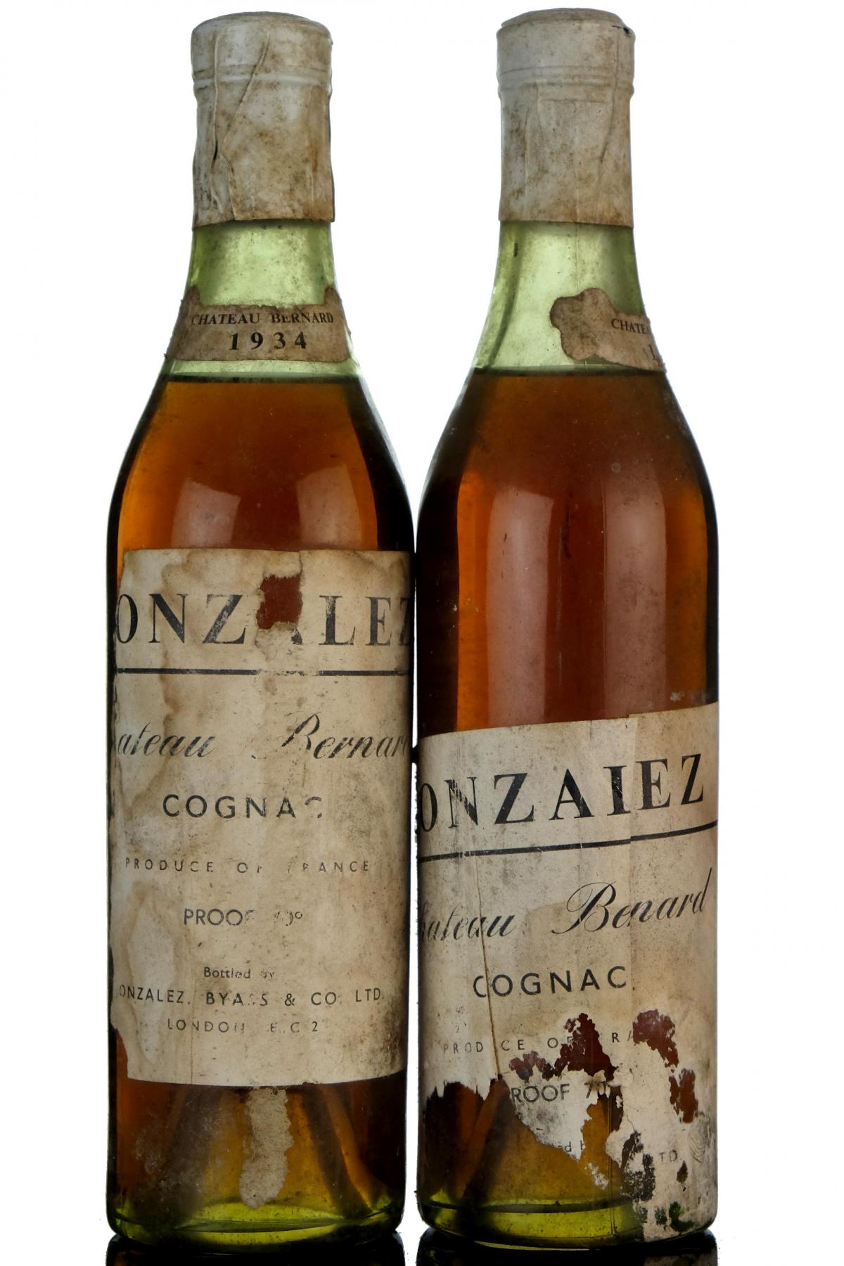 2 x Gonzalez Chateau Bernard 1934 Cognac - Half Bottles