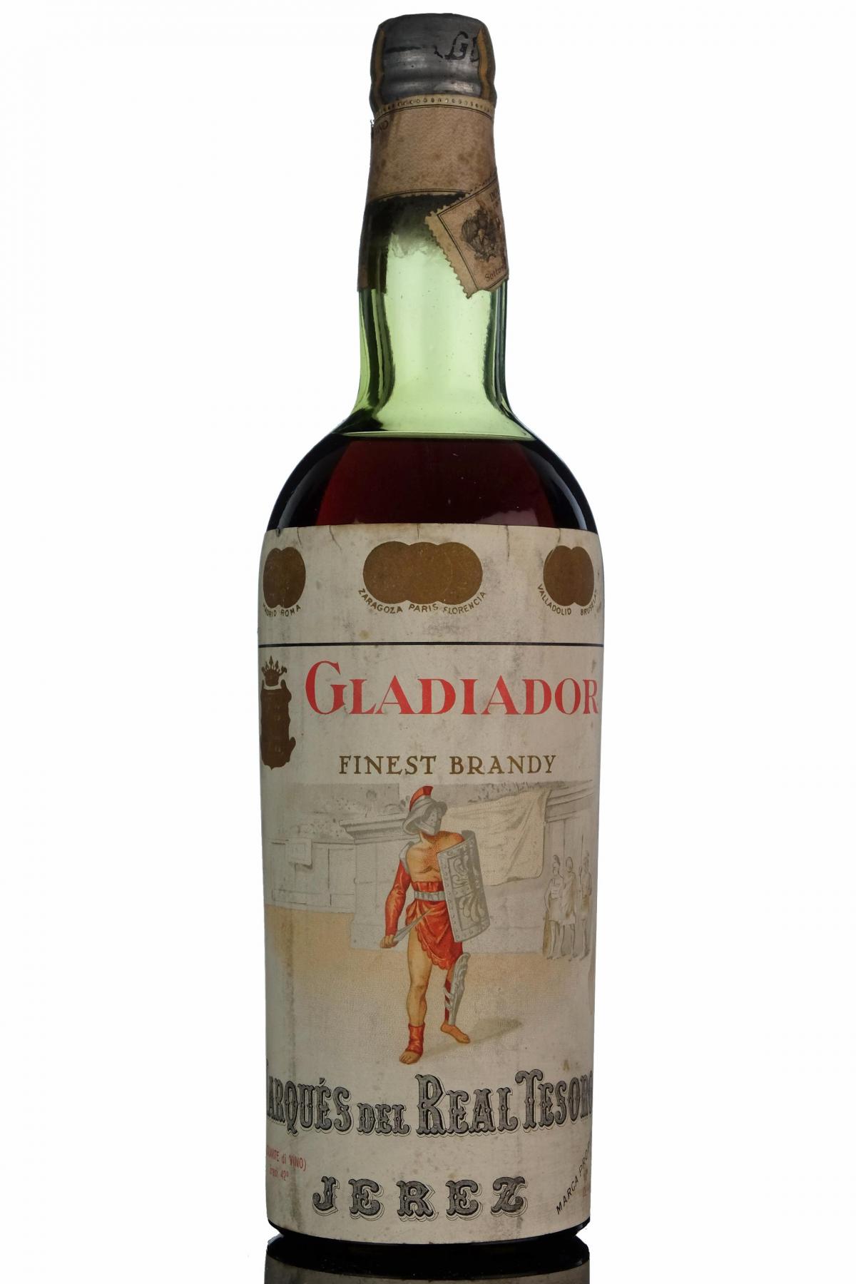 Gladiador Marques Del Real Tesoro Brandy - Circa 1950s