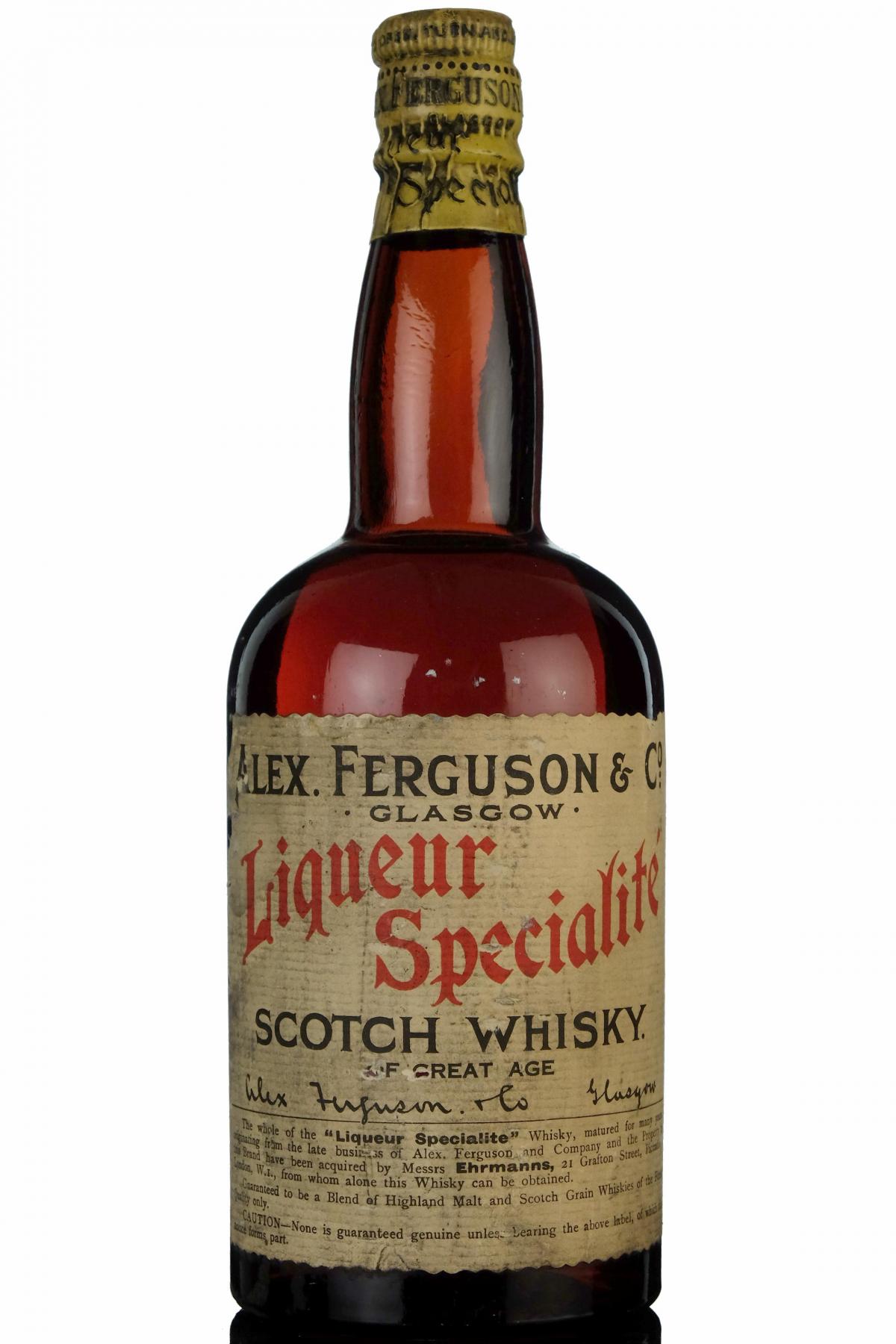 Alex Ferguson Co Liqueur Specialite Circa 1940s