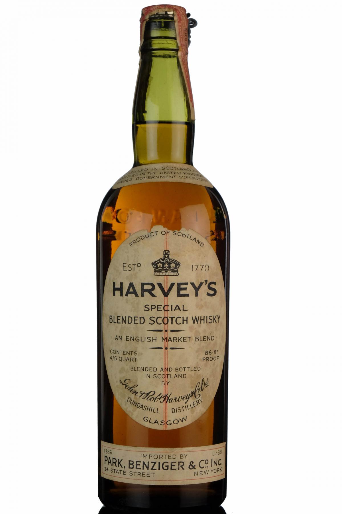 Harveys Special  Dundashill Distillery  Circa 1940
